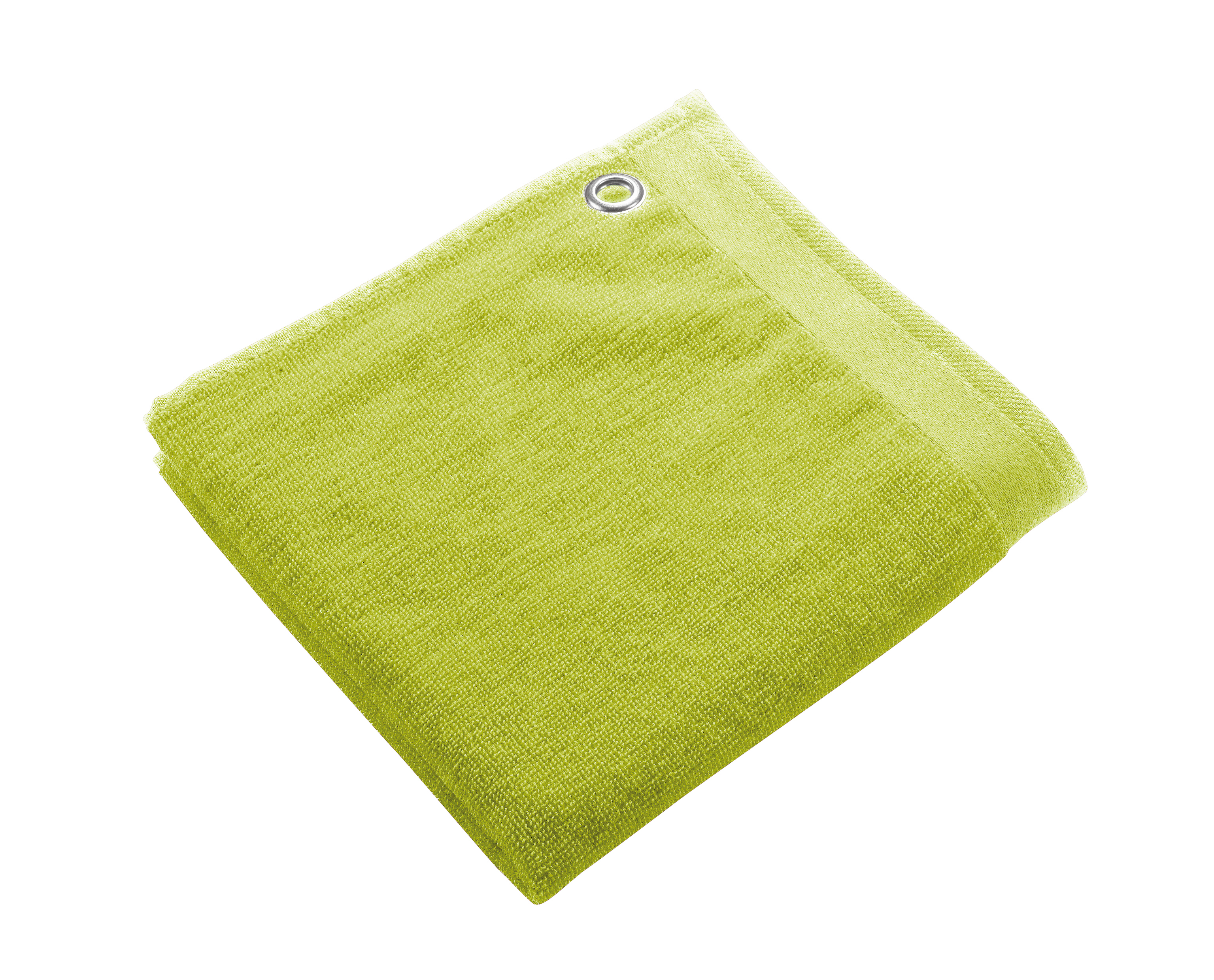 Square terry towel solid 50x50border +plastic ring, lime