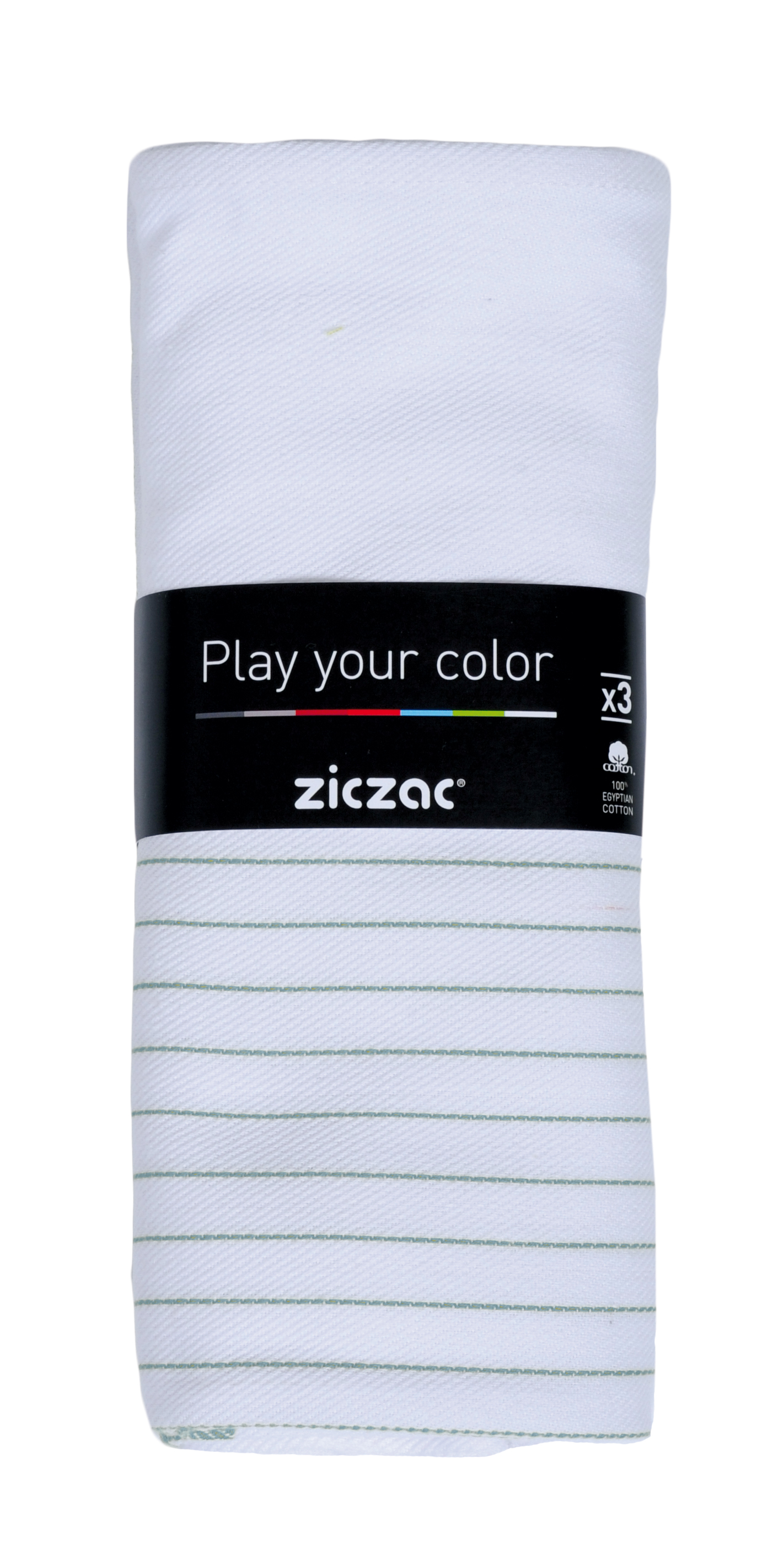 Torchon 50x70cm, set3,stripe white center, soft blue