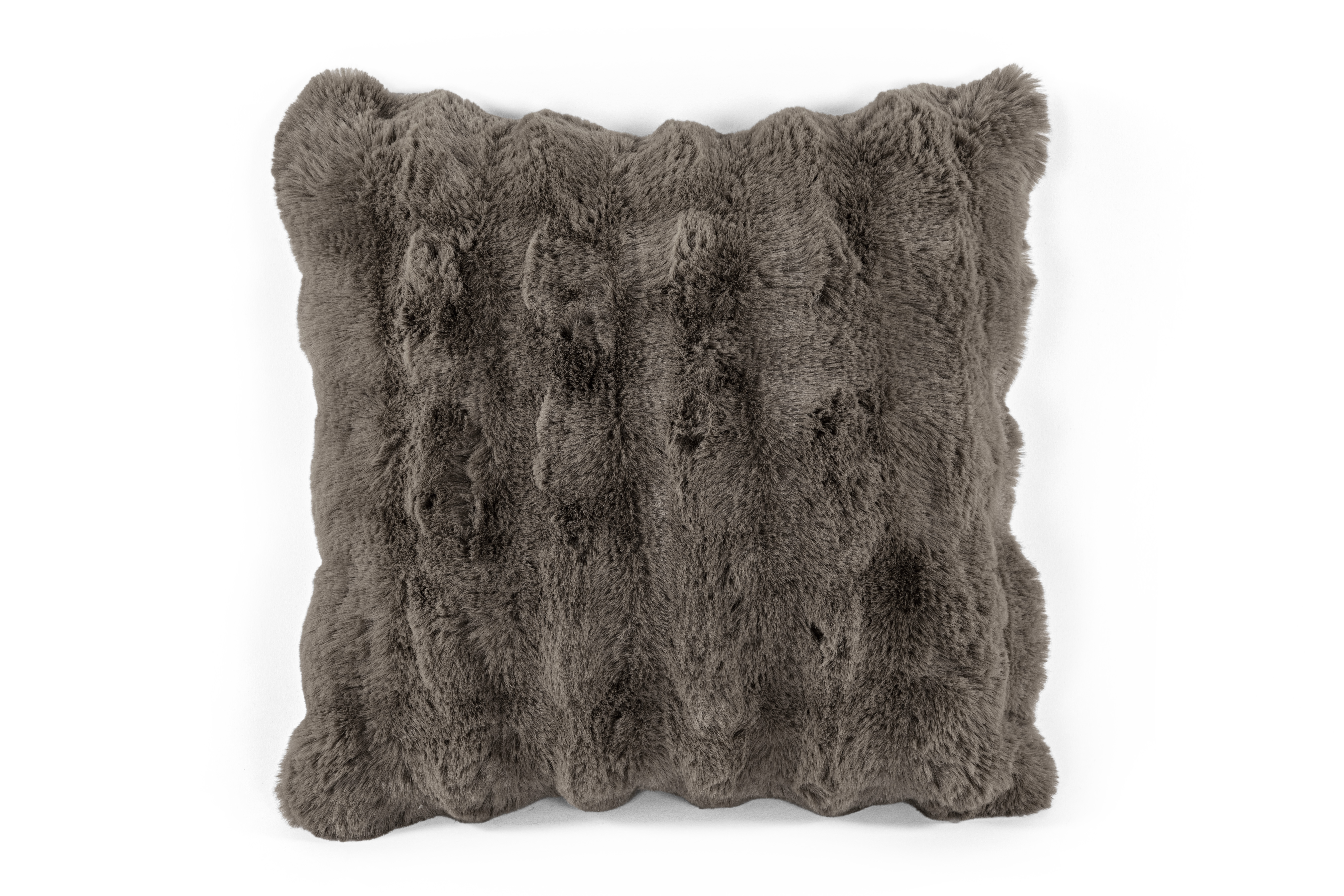 Cushion (filled) Bubble rabbit fur - 45x45cm, grey