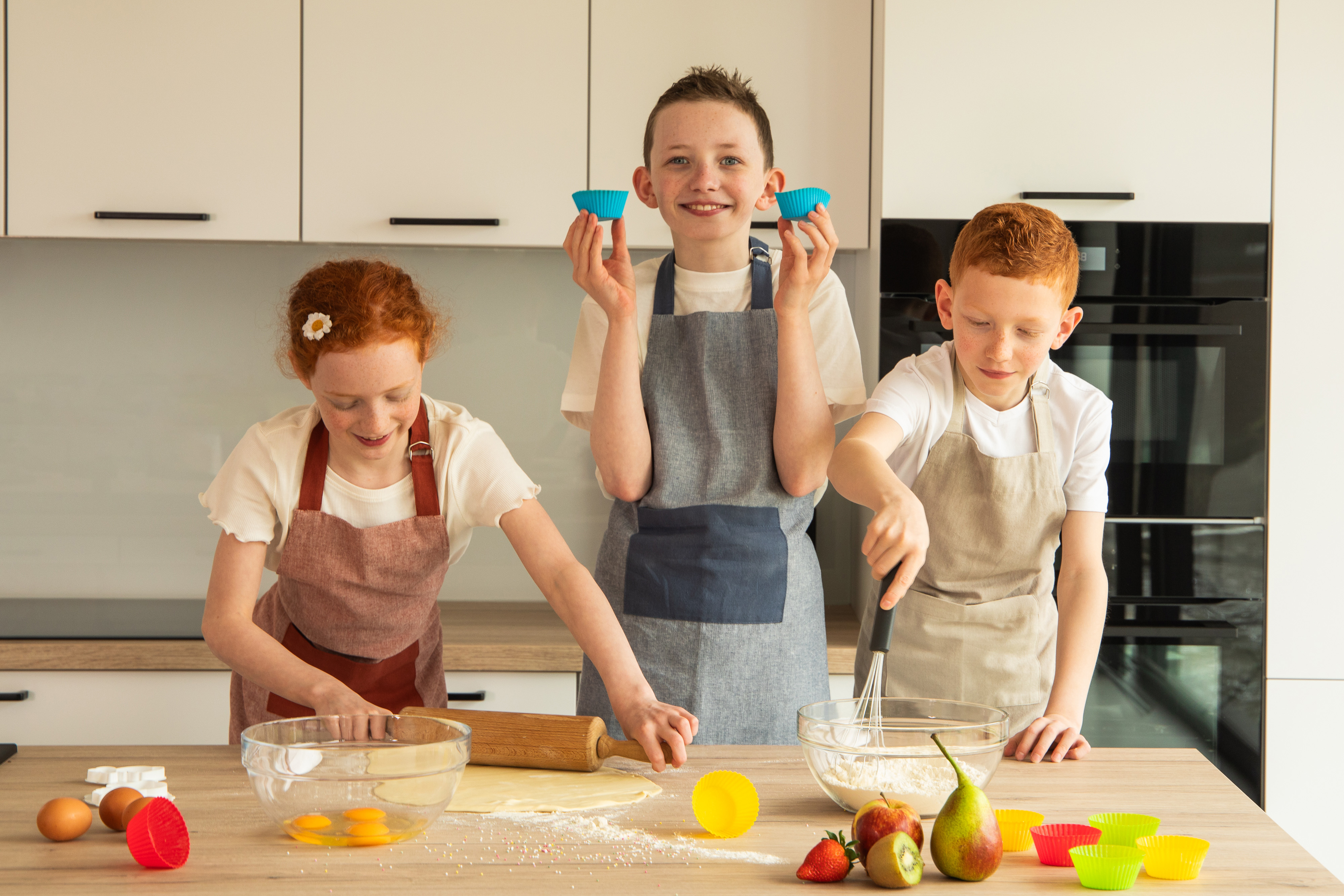 Kids apron CHAMBRAY 52x63cm, taupe