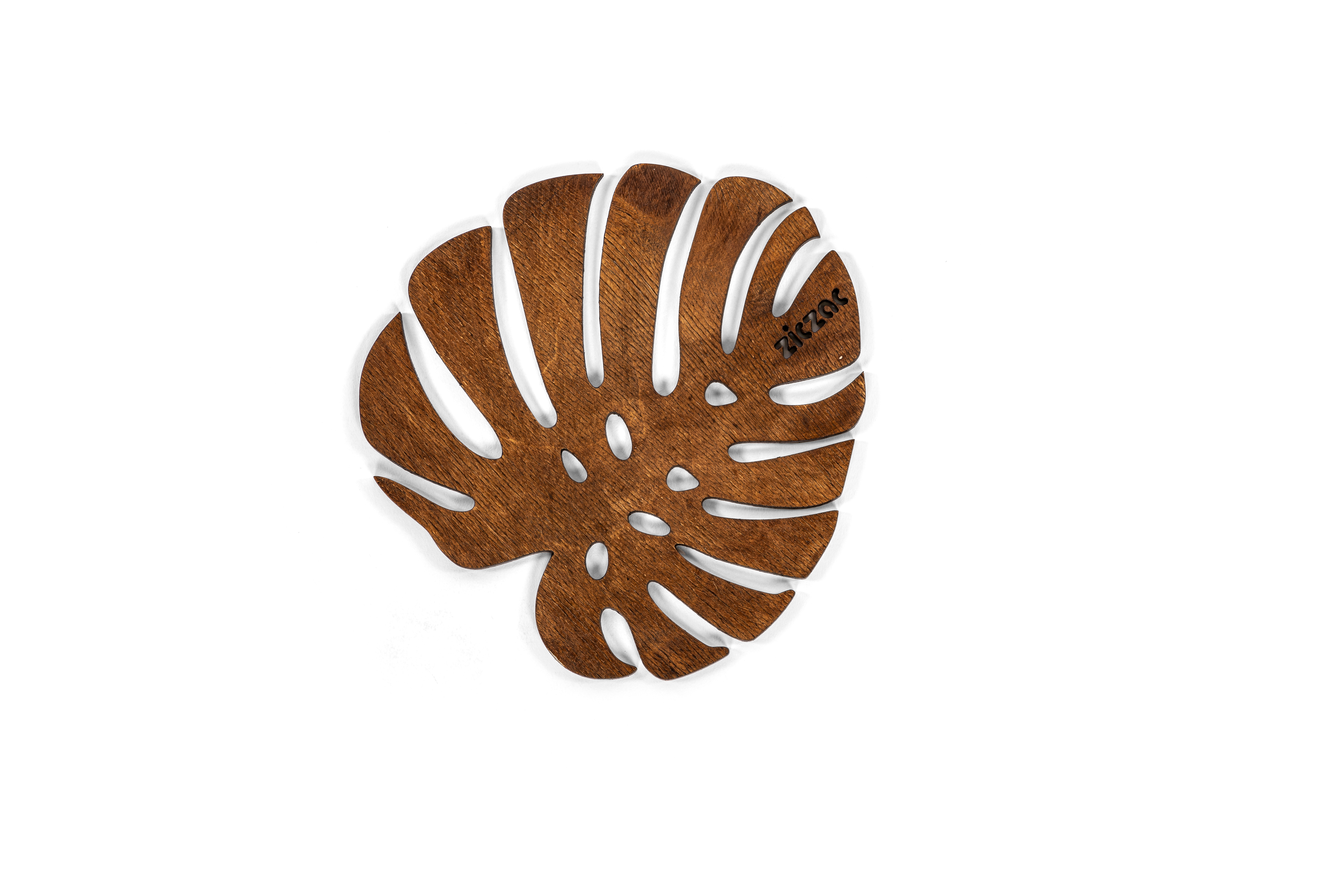 Trivet for pan BIRCH Monstera, 20x20cm, dark brown