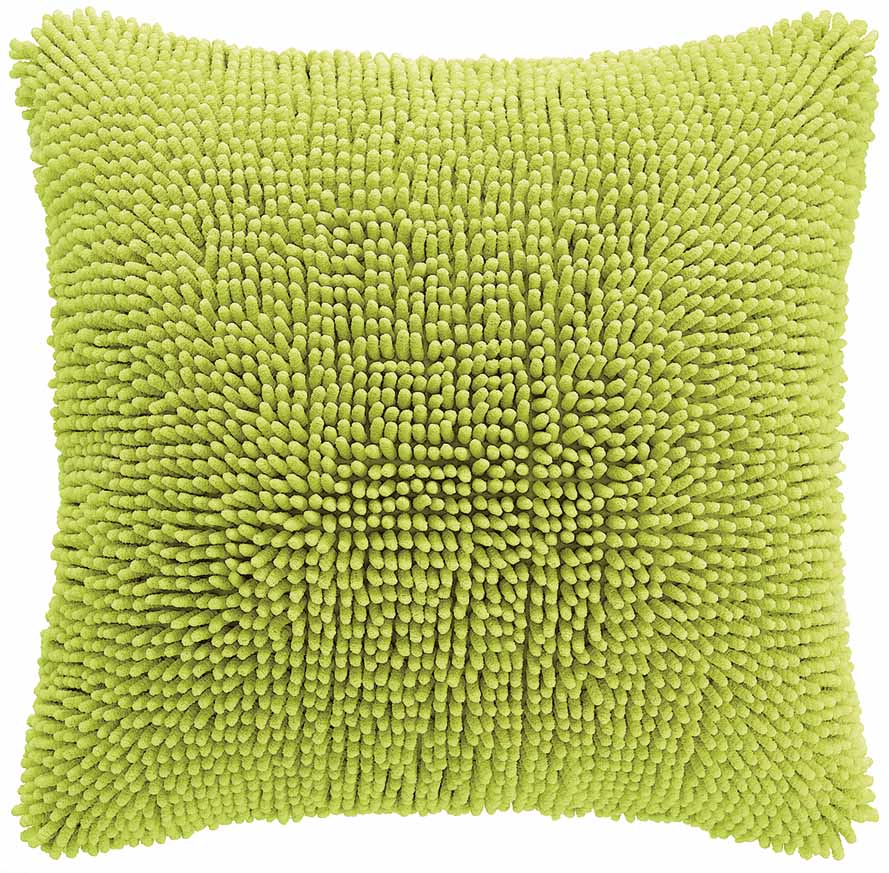 Coussin (rempli) Shaggy Lime, front+back + zipper