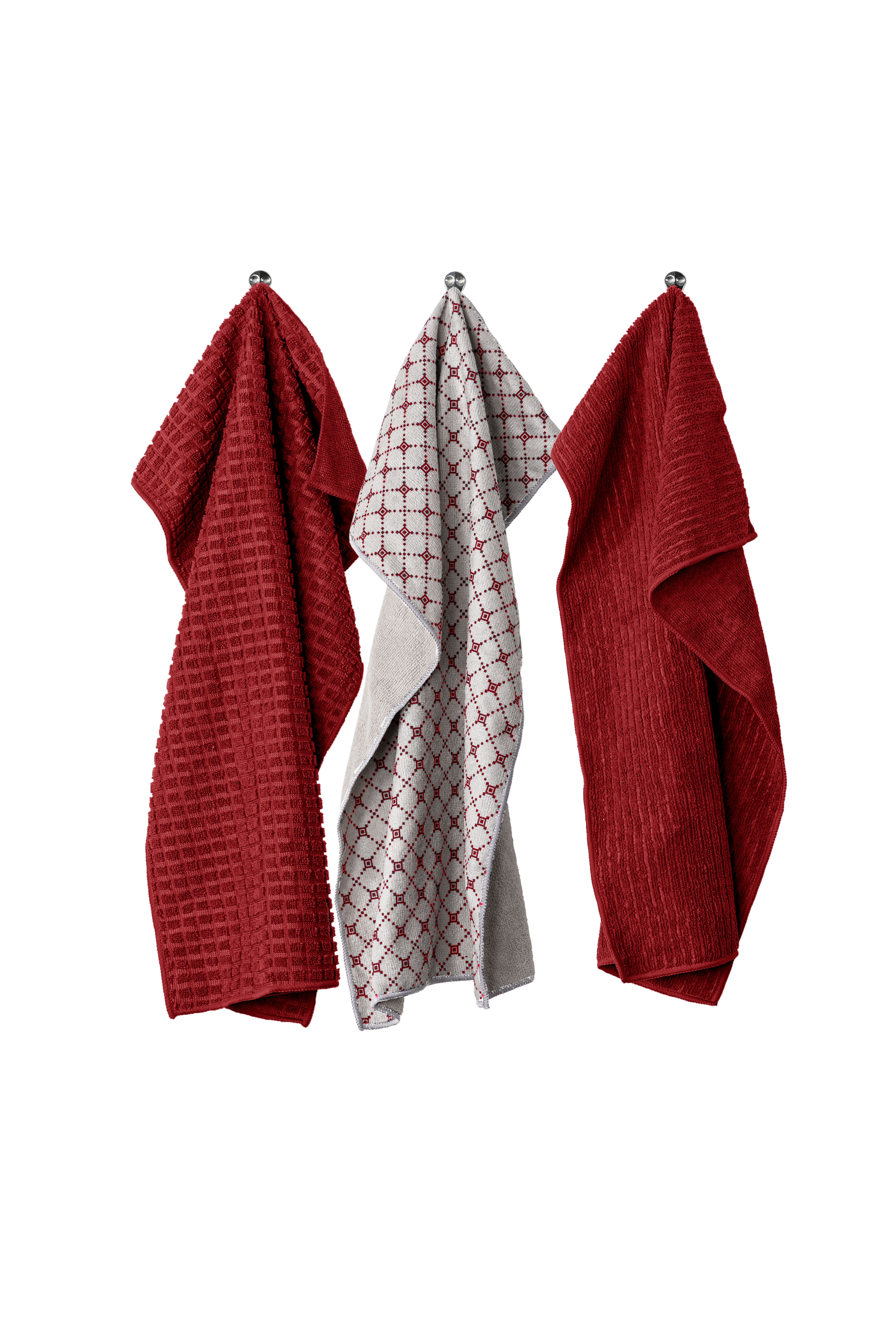 Kitchen towel ESSENTIALS - microfiber - SET/3 - 40x60 cm, red