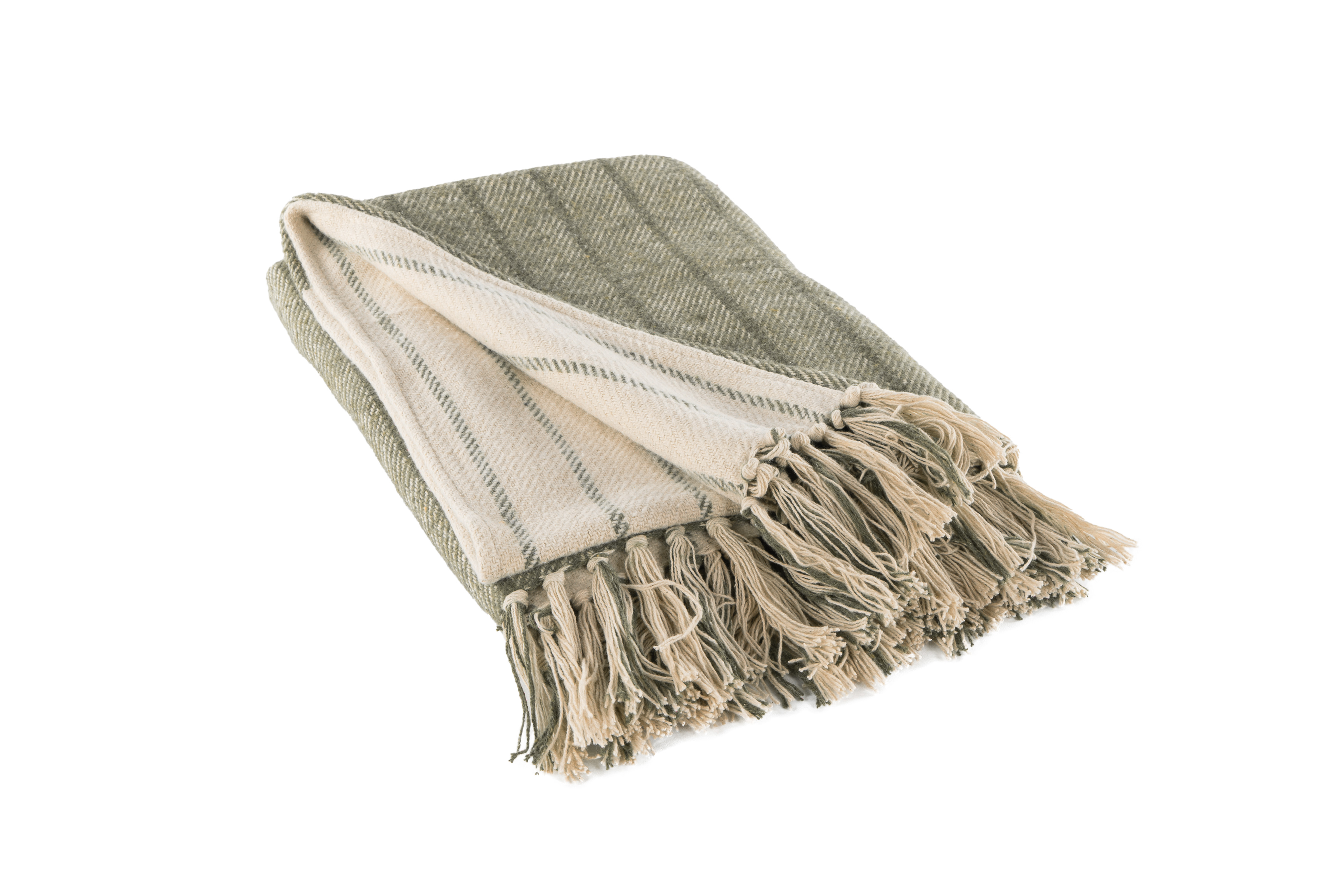 Plaid ALMA met franjes - 130x160 cm, groen