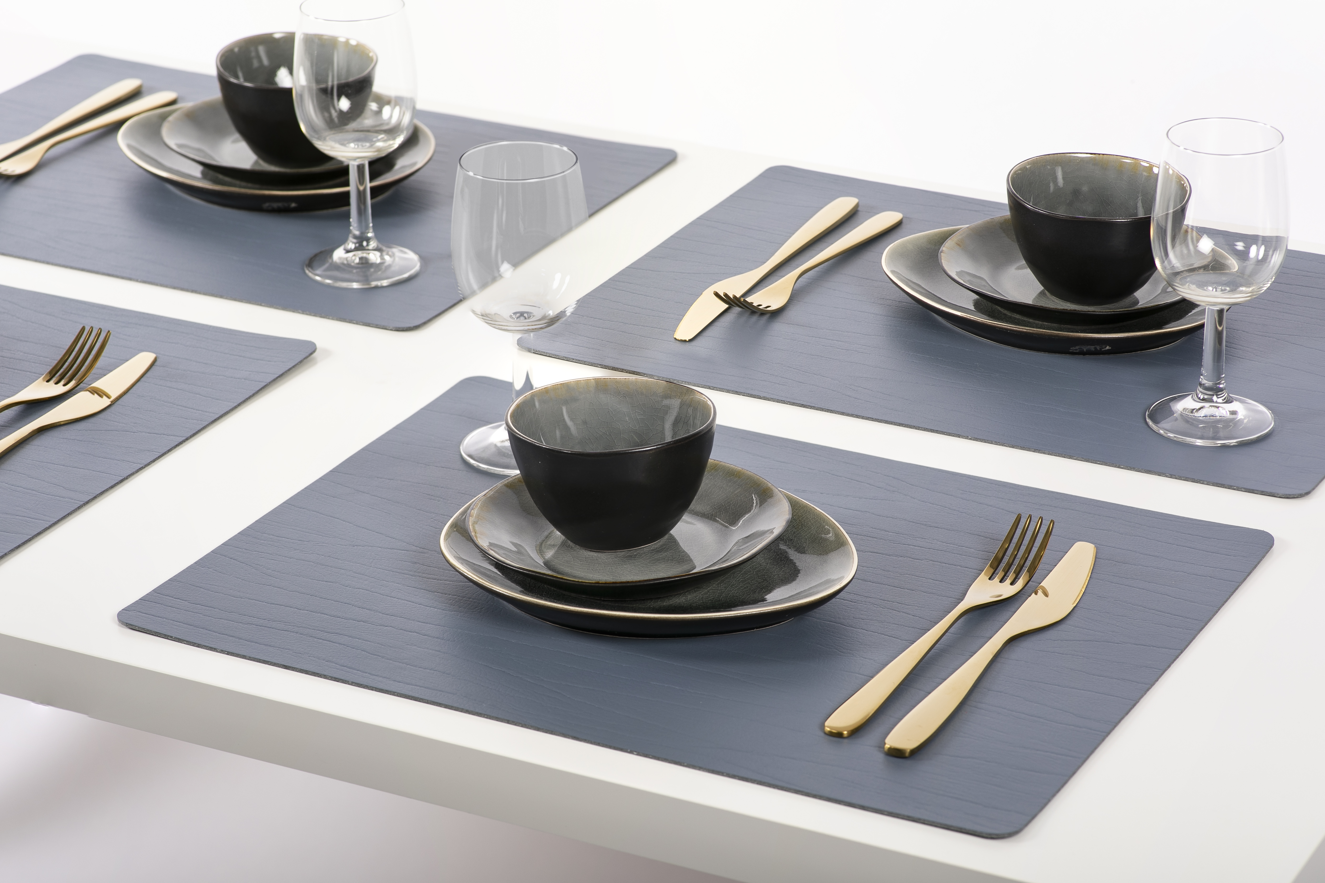 Titan placemat rectangular, 33x45cm, stone blue double sided