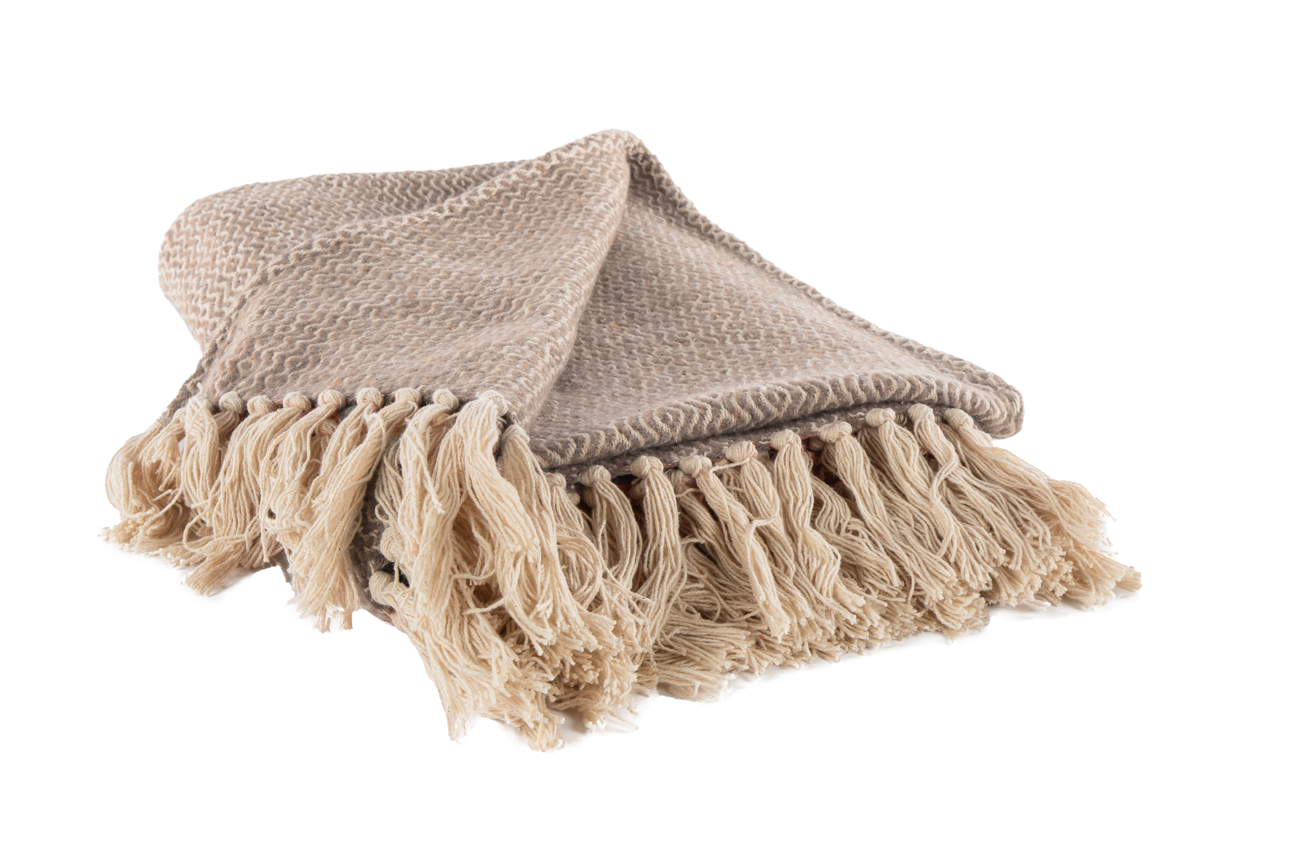 Plaid ARTEM met franjes - 130x160 cm, taupe