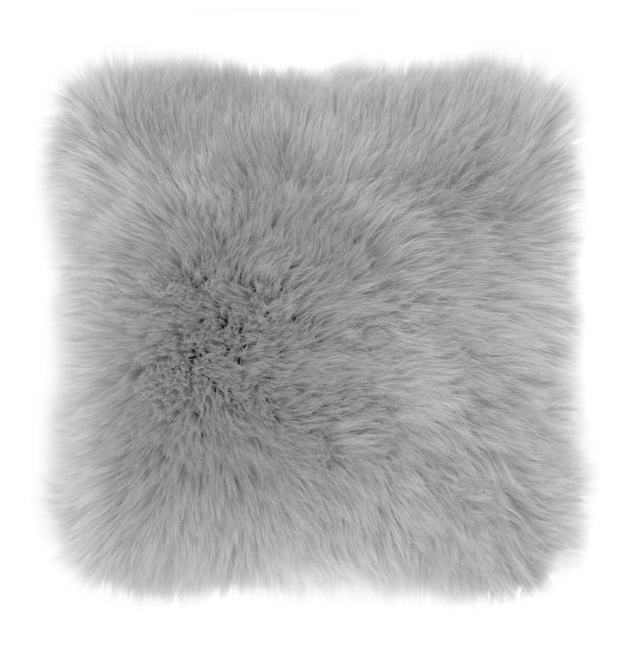 Cushion (filled) sheepskin + suede 45x45CM, light grey