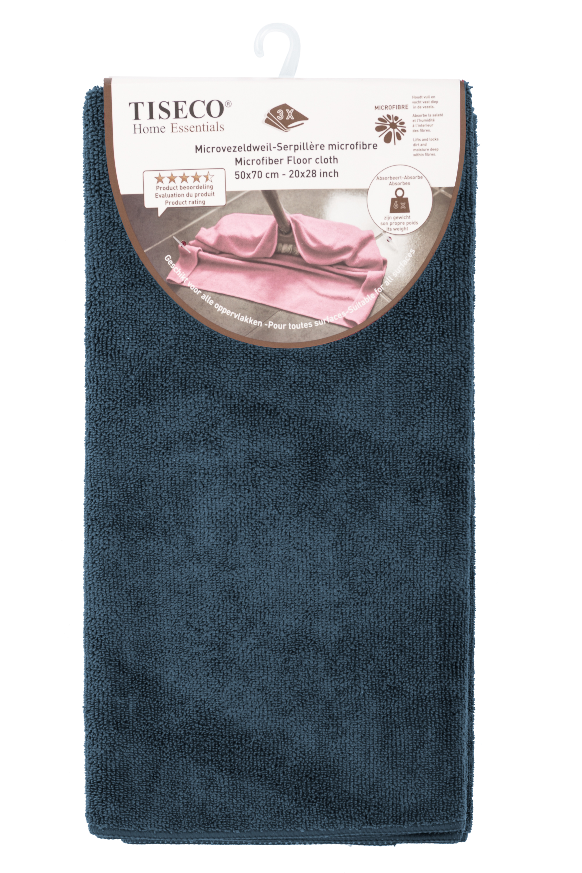 Mop cloth - SET/3 - microfibre - 50x70 cm, blue