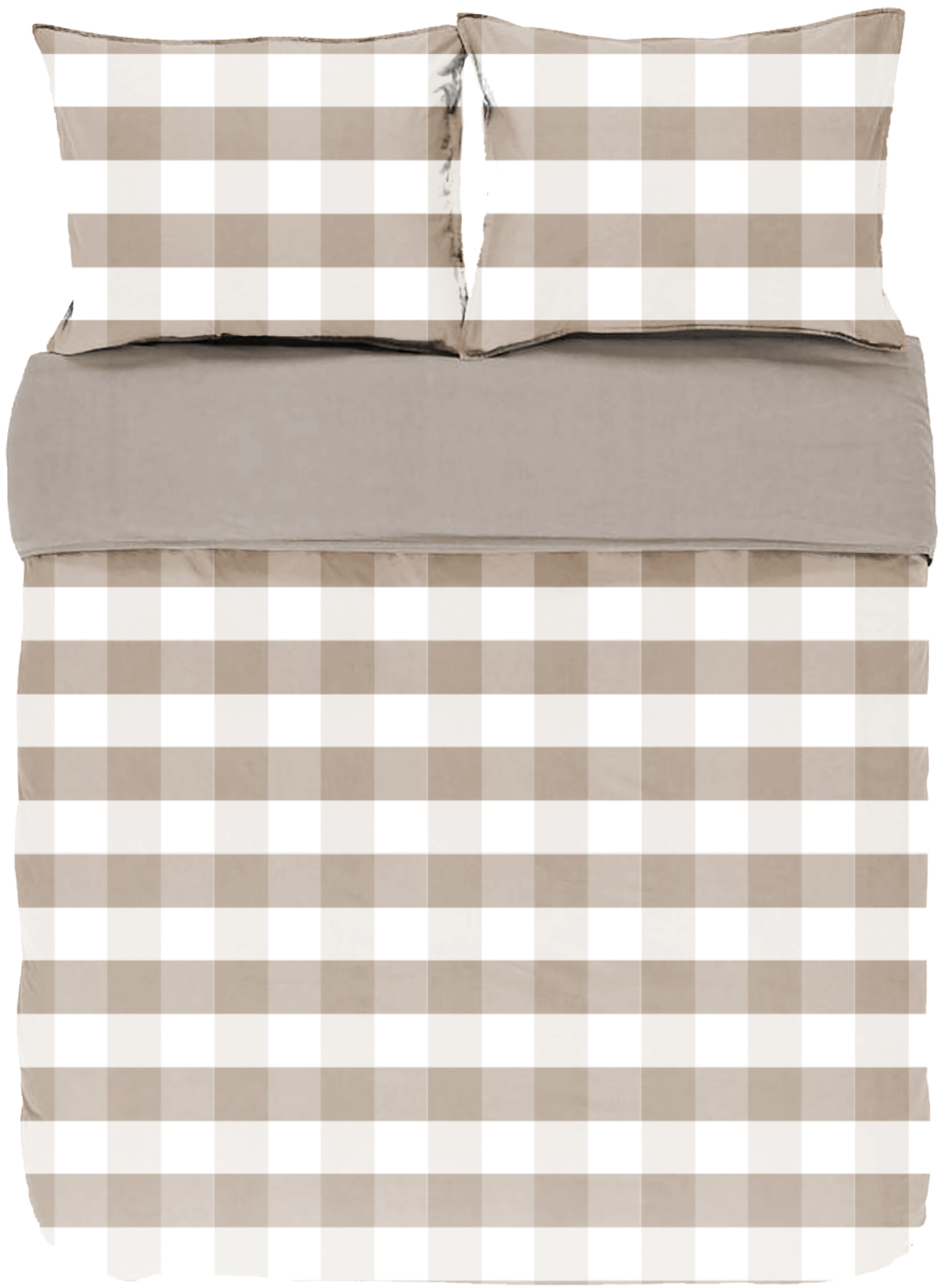 Duvet cover EMMA, Stone washed check cotton, 240x220, taupe