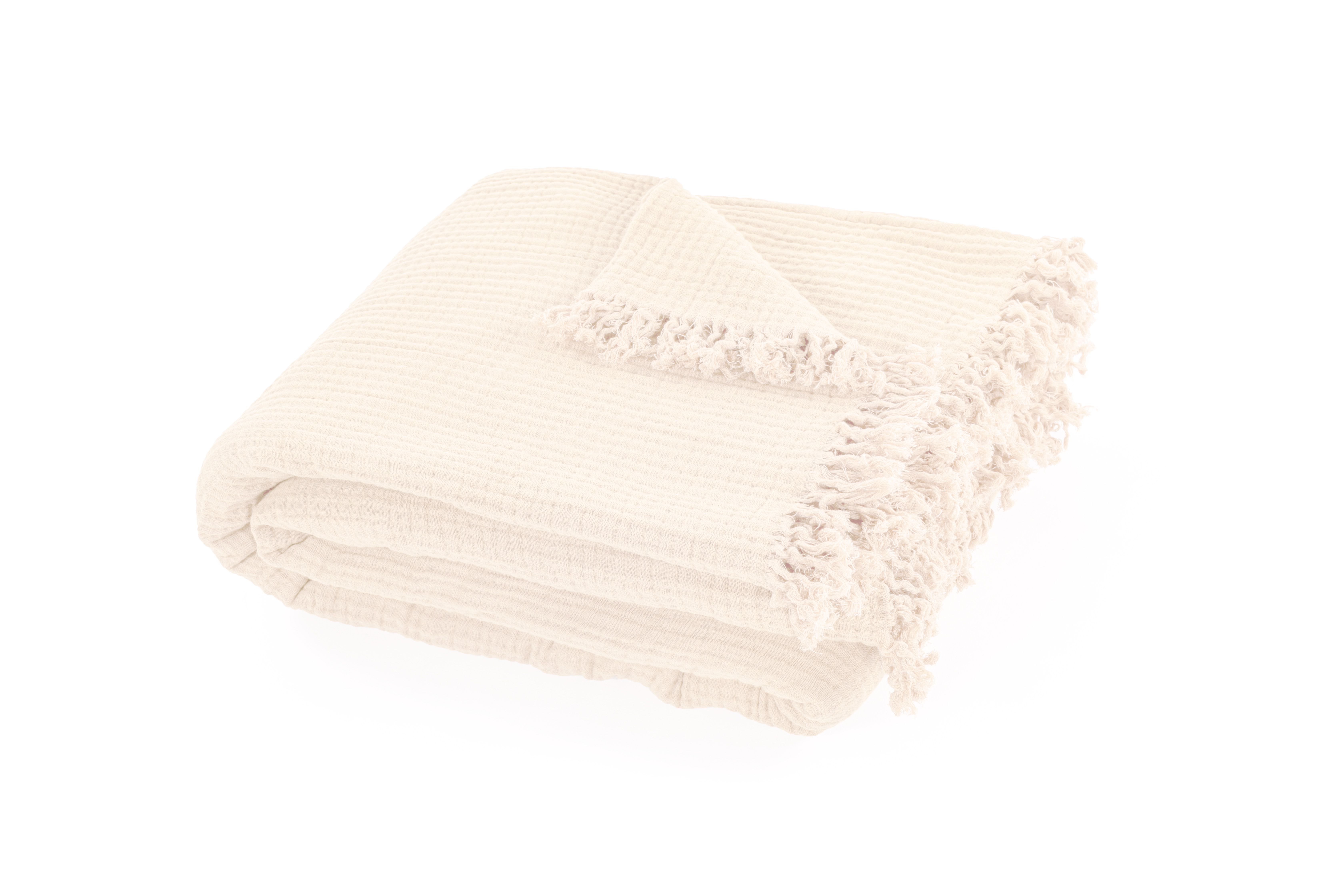Throw cotton SUZETTE 130x160cm, ivory