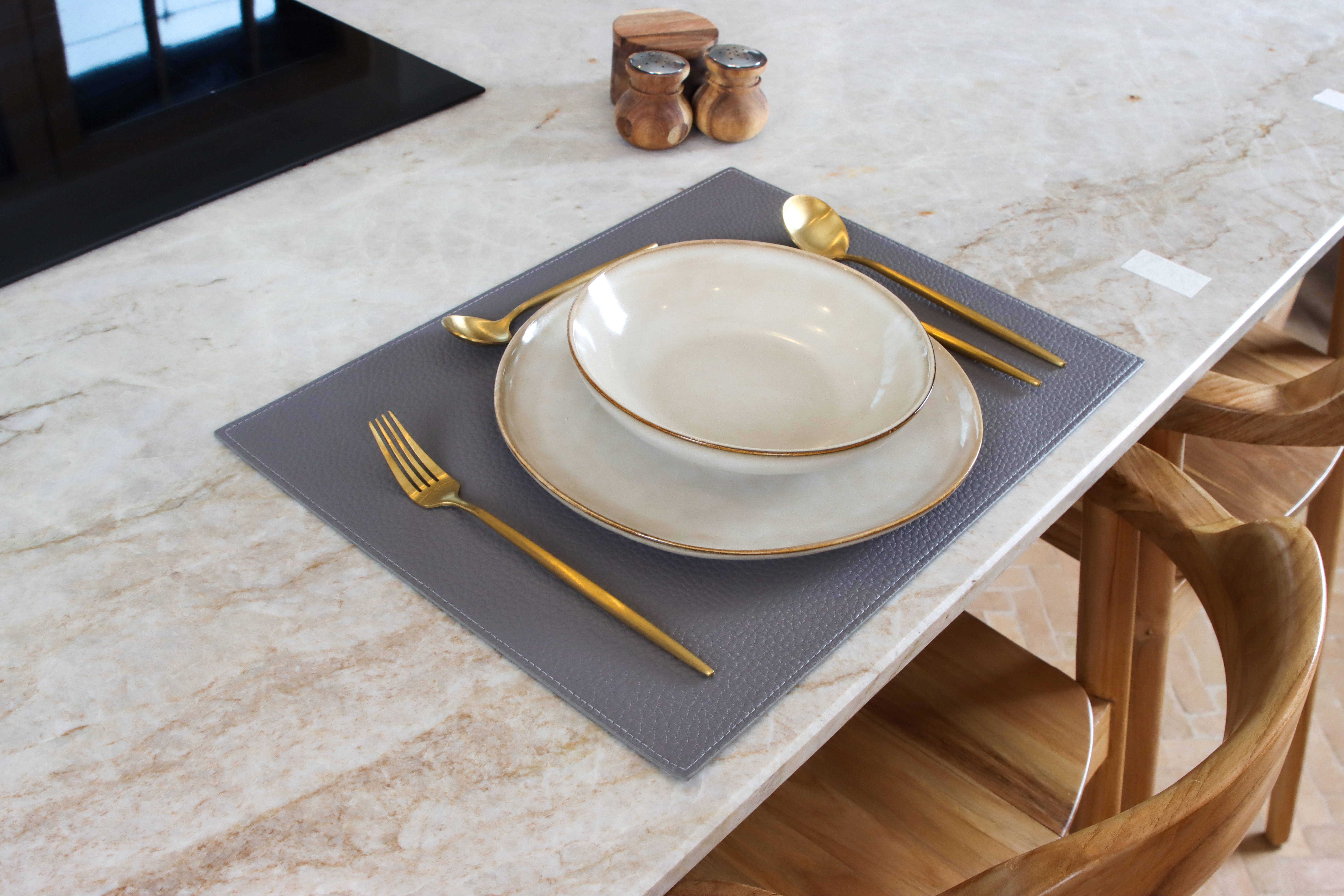 Set de table GAVIN - double face - 33x45 cm, gris