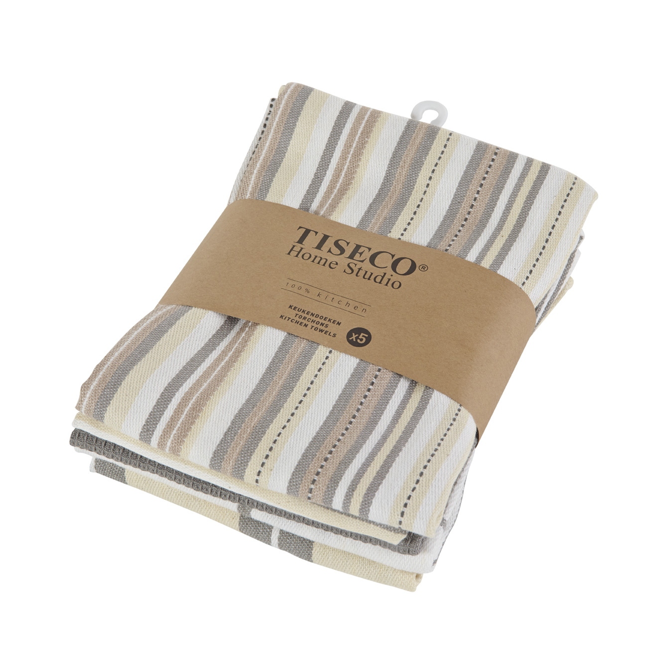 Kitchen towel 50x70cm - taupe, set5, + open hook