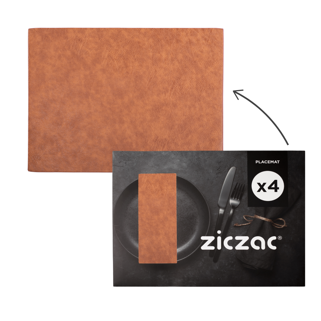 Coffret cadeau de 4 pièces - Set de table TROJA - 33x45 cm, caramel