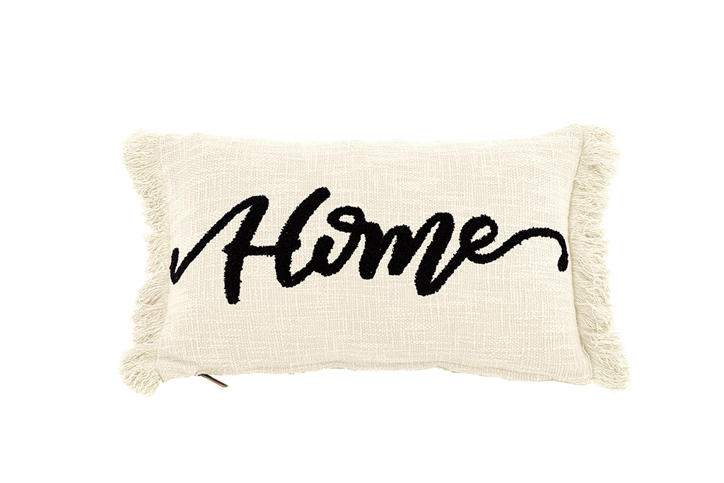 Kussen (gevuld) COTTON SLUB "HOME" 30x50CM, ivory