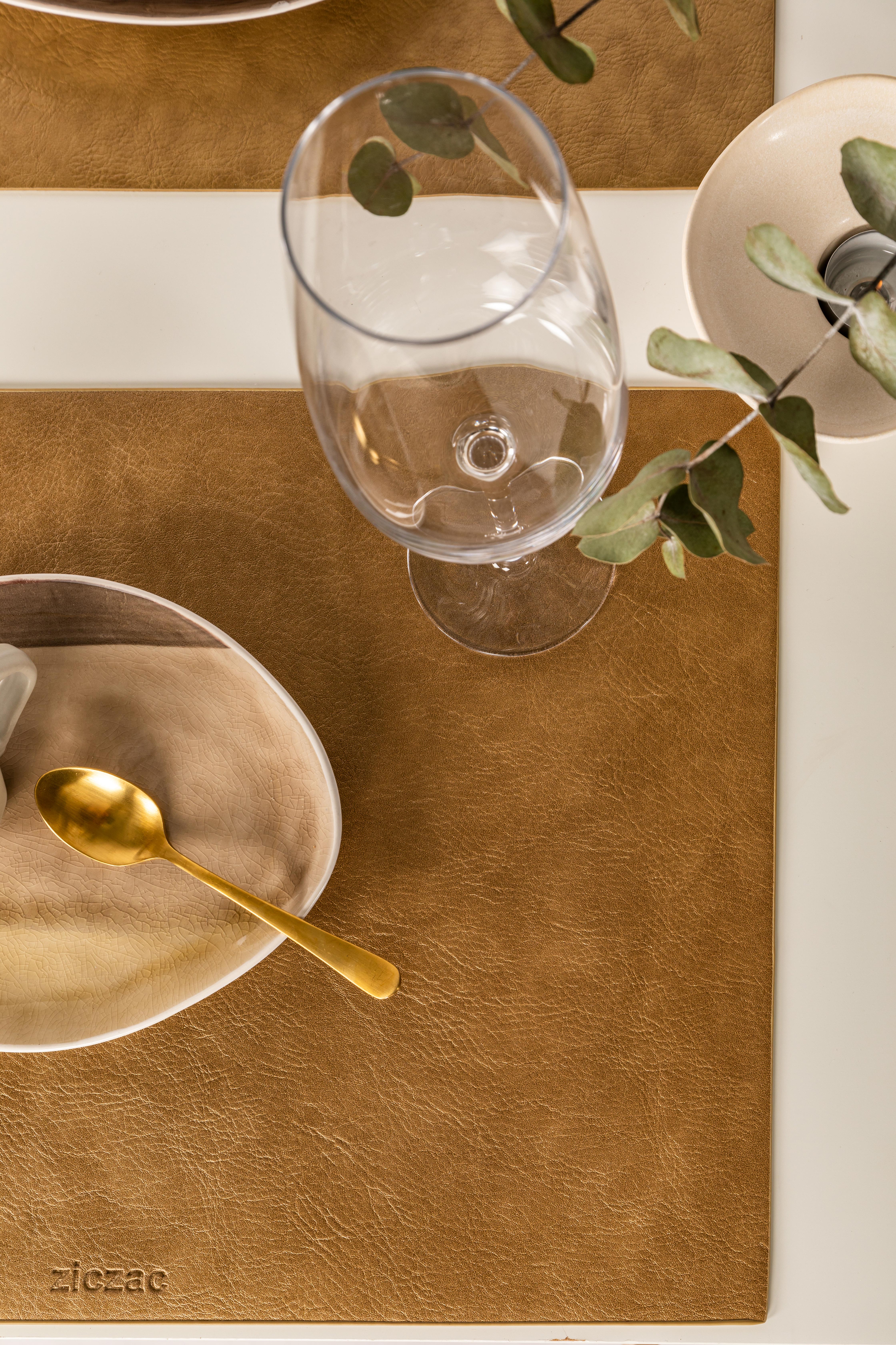 Set de table TROJA - cuir vegan - 33x45 cm, or