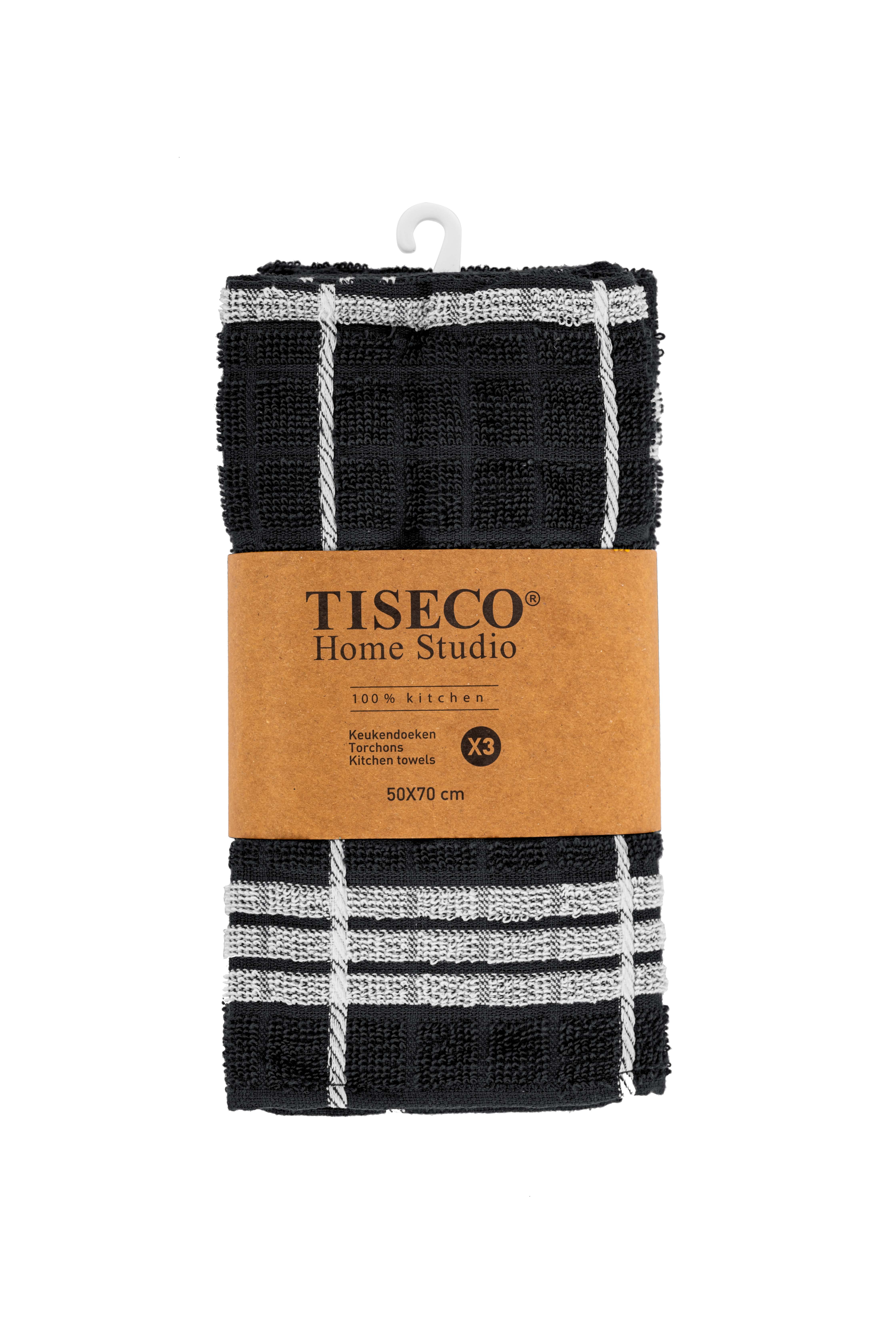 Torchon OMAN - SET/3 - 50x70 cm, noir