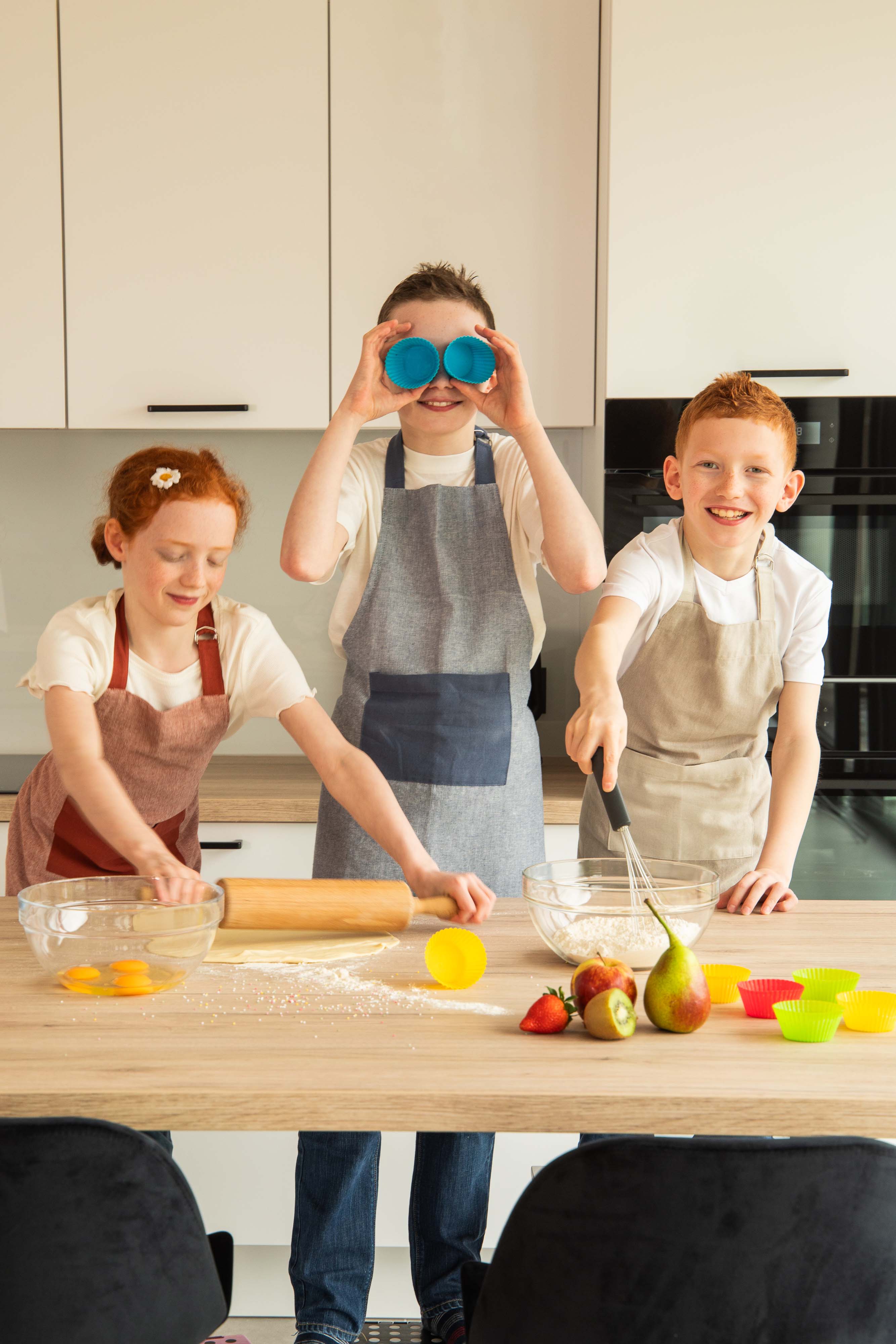 Kids apron CHAMBRAY 52x63cm, rust