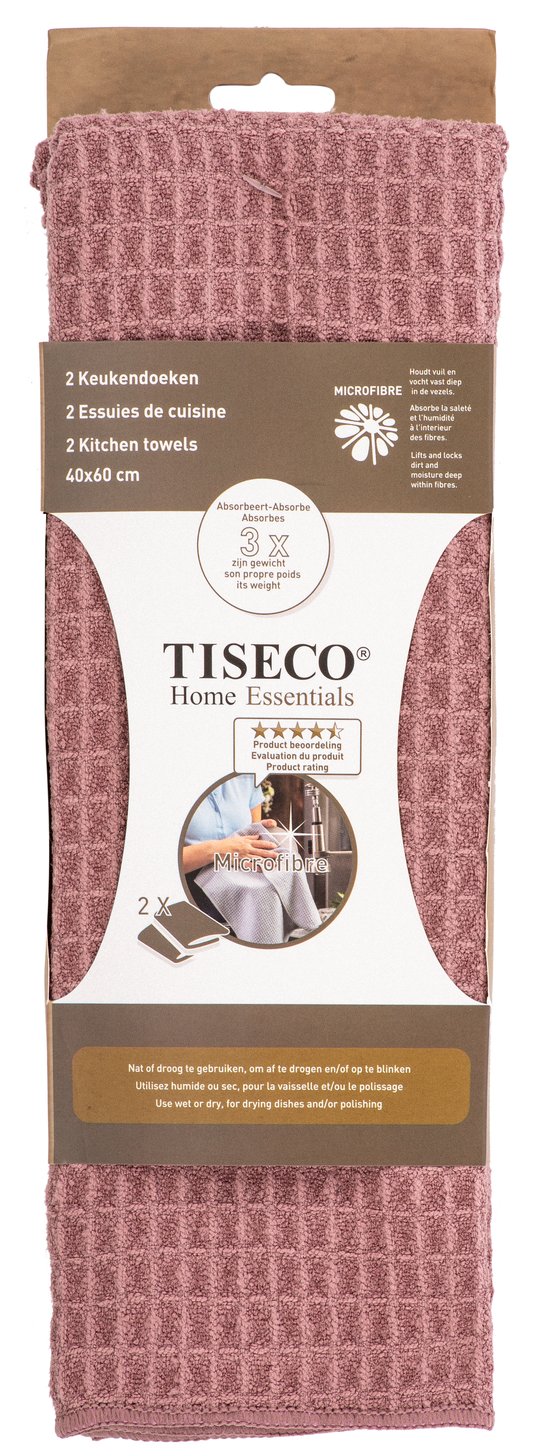 Torchon de cuisine ESSENTIAL - SET/2 - microfibre - 40x60 cm, rose