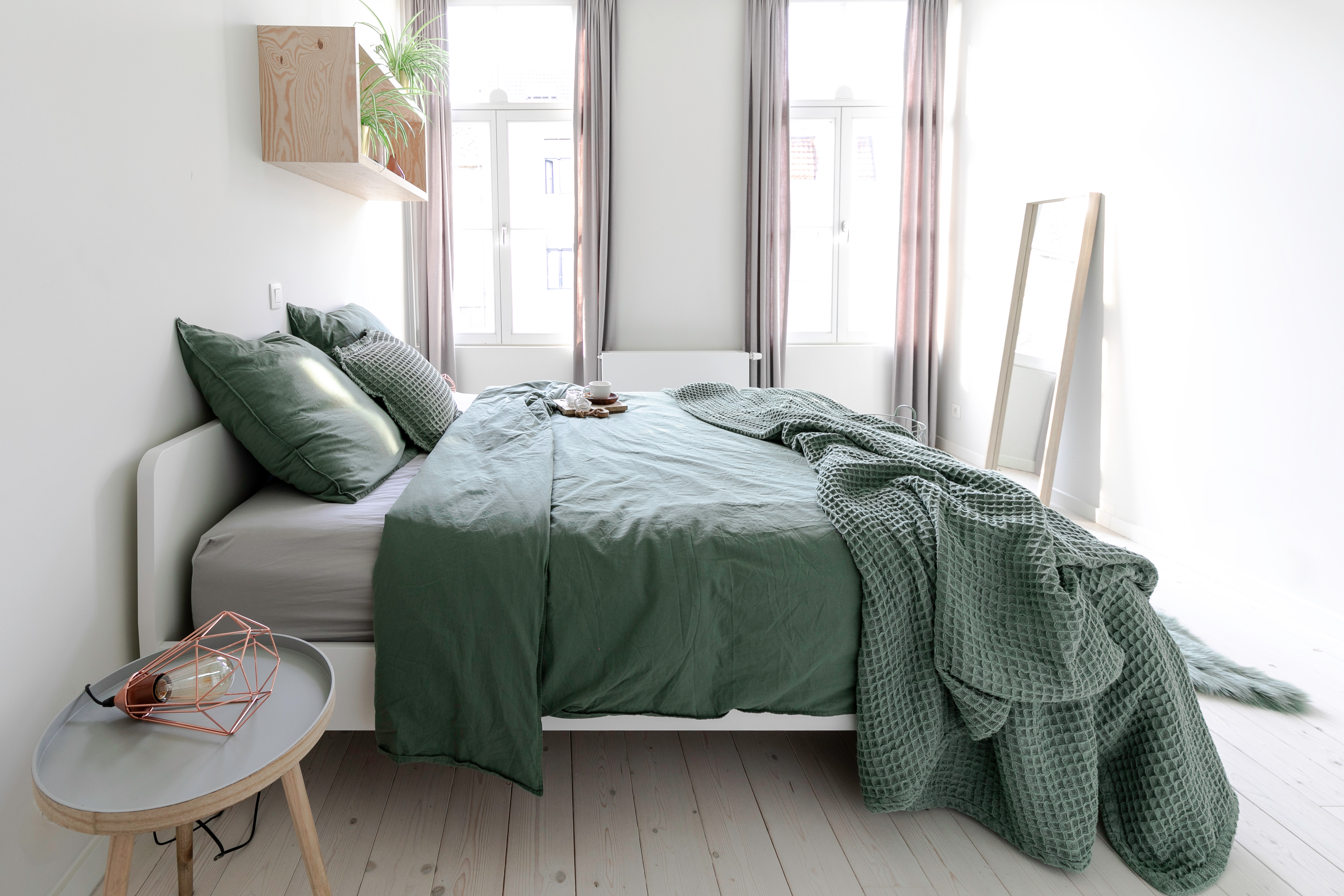 Bedspread cotton WAFFLE 250x260cm, dark grey