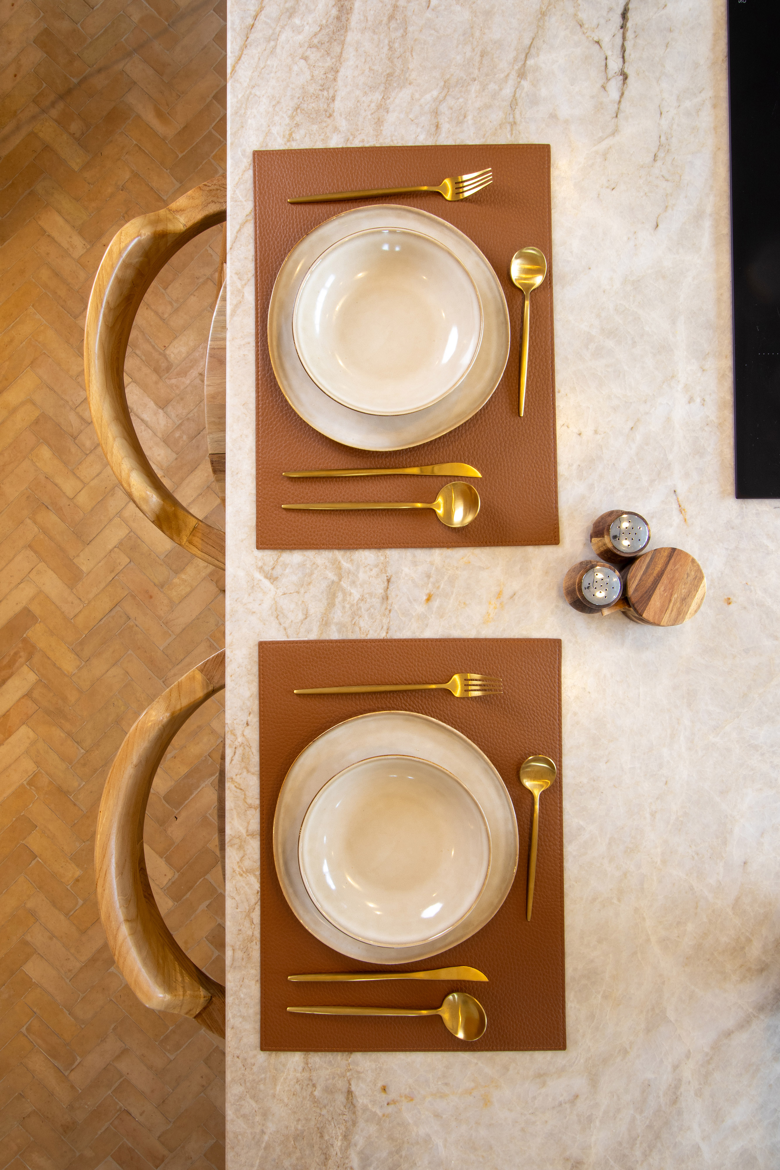 Set de table GAVIN - double face - 33x45 cm, cognac