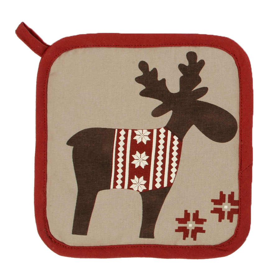 Pannenlap x-mas 20x20 met haak, rood set2