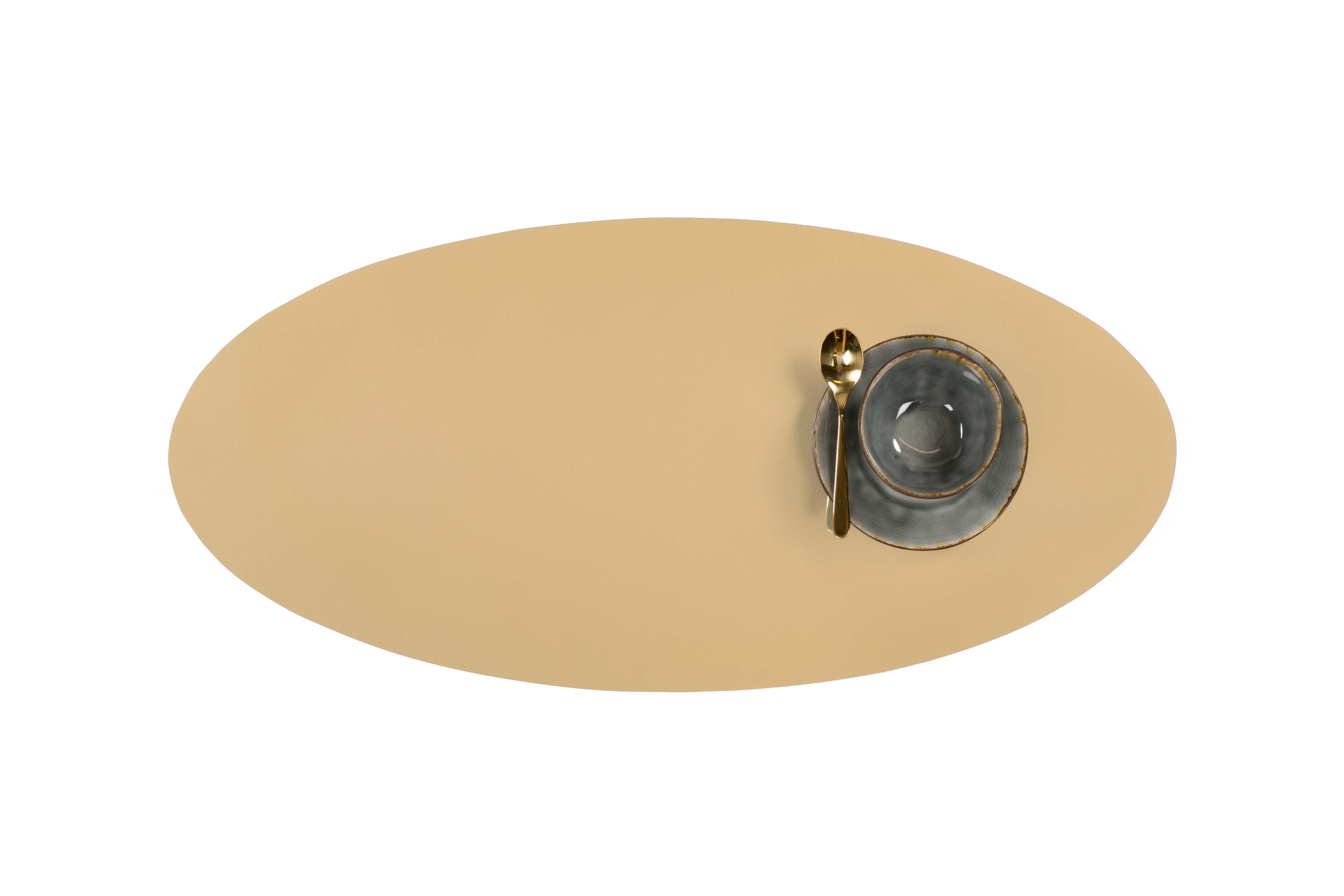 Centerpiece mat oval -Leather look imitation  33X70cm, sand