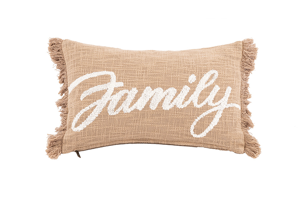 Coussin (rempli) COTTON SLUB "FAMILY" 30x50CM, sand