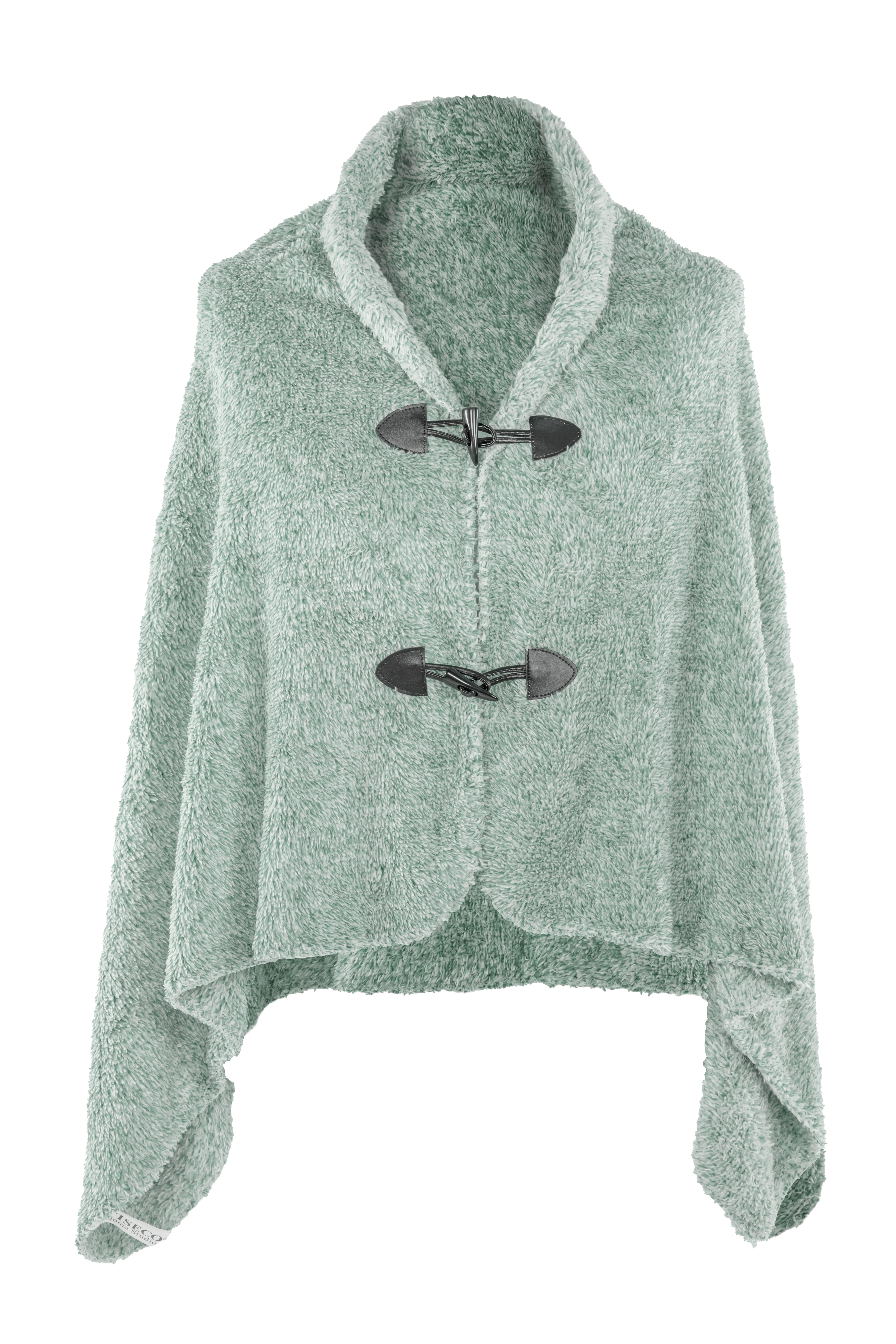 Poncho COSY Teddy sherpa BI-TONE  - 75x150cm, sage green