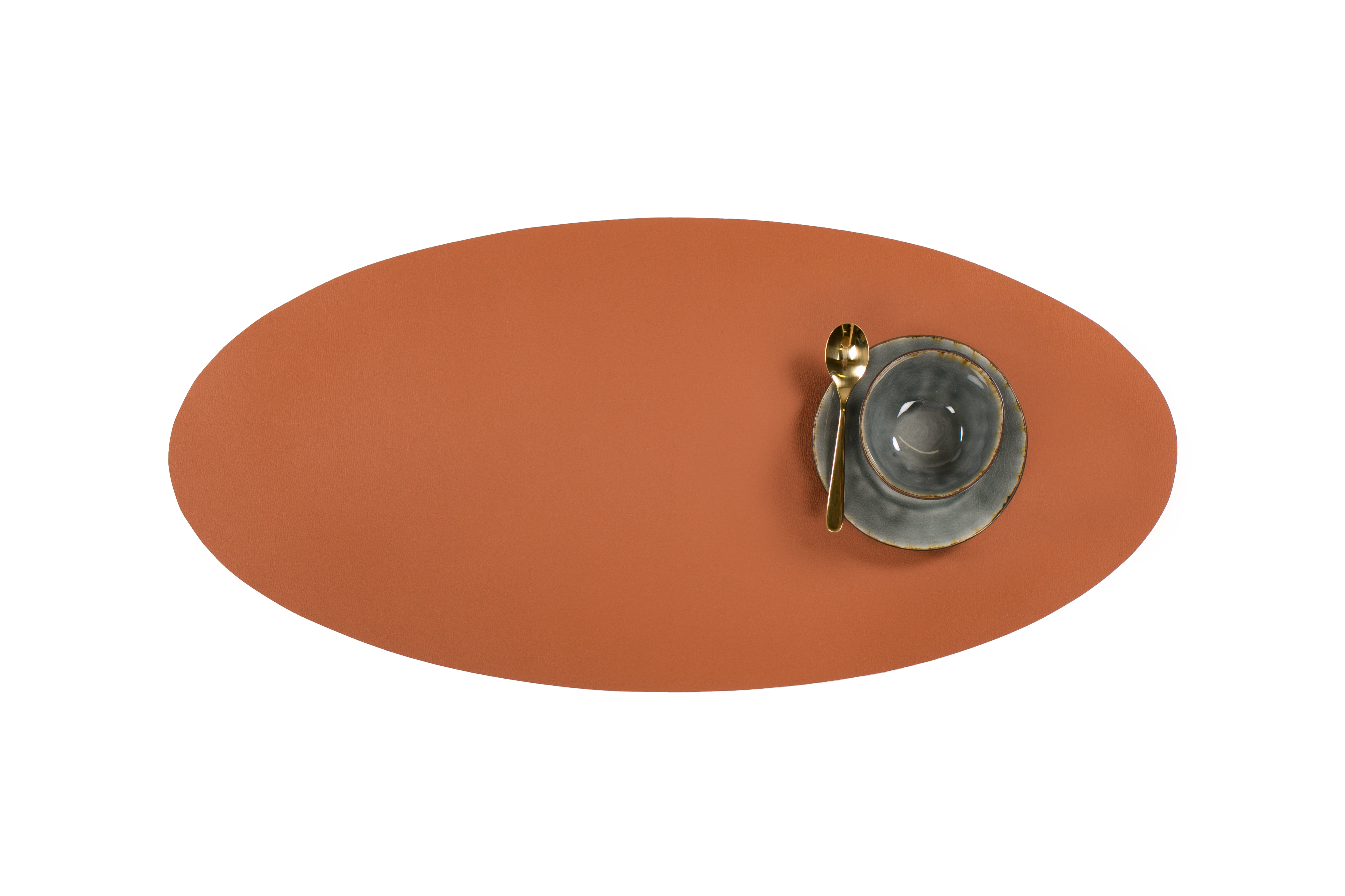 Centerpiece mat oval -Leather look imitation  33X70cm, caram