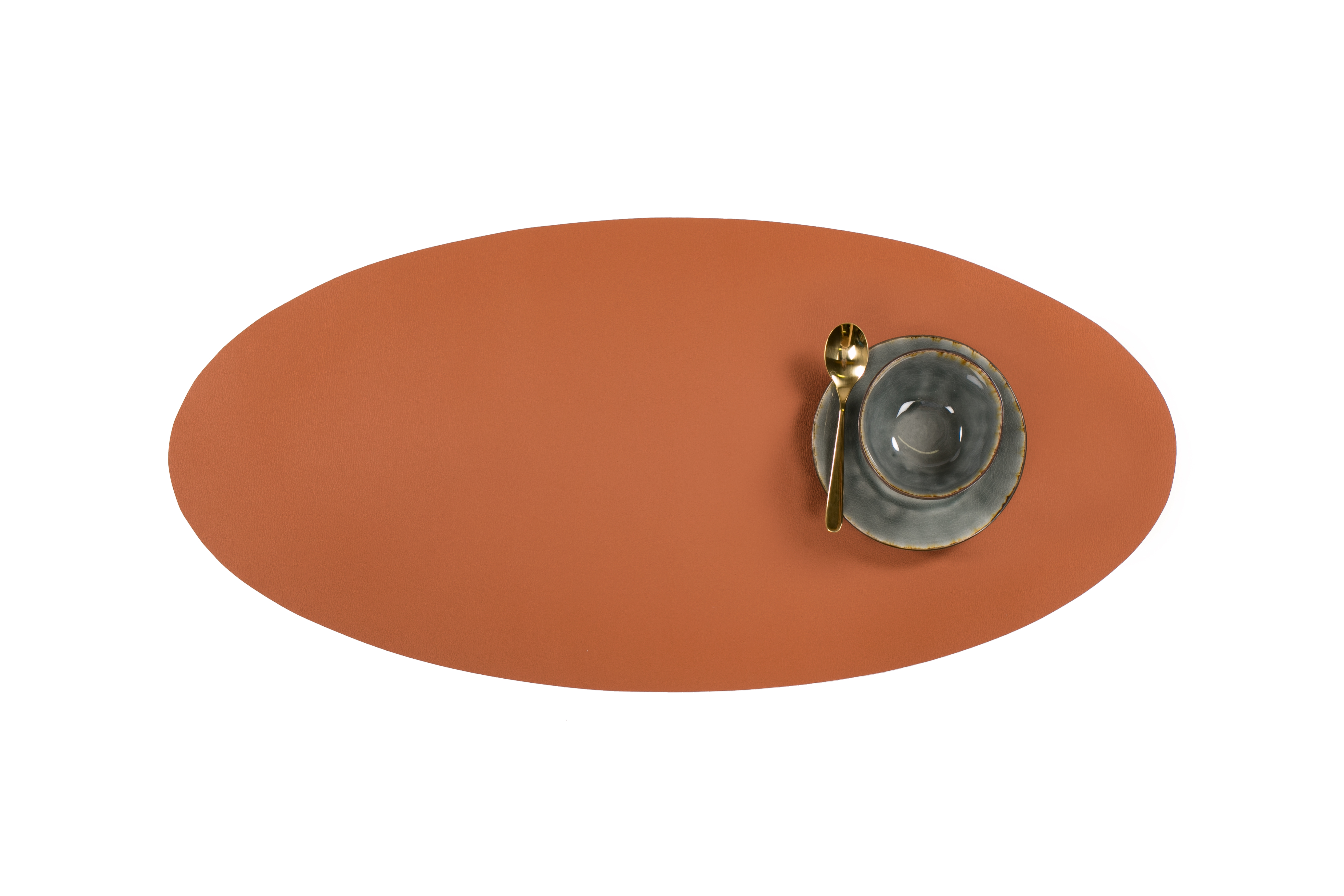 Centerpiece mat oval -Leather look imitation  33X70cm,carame