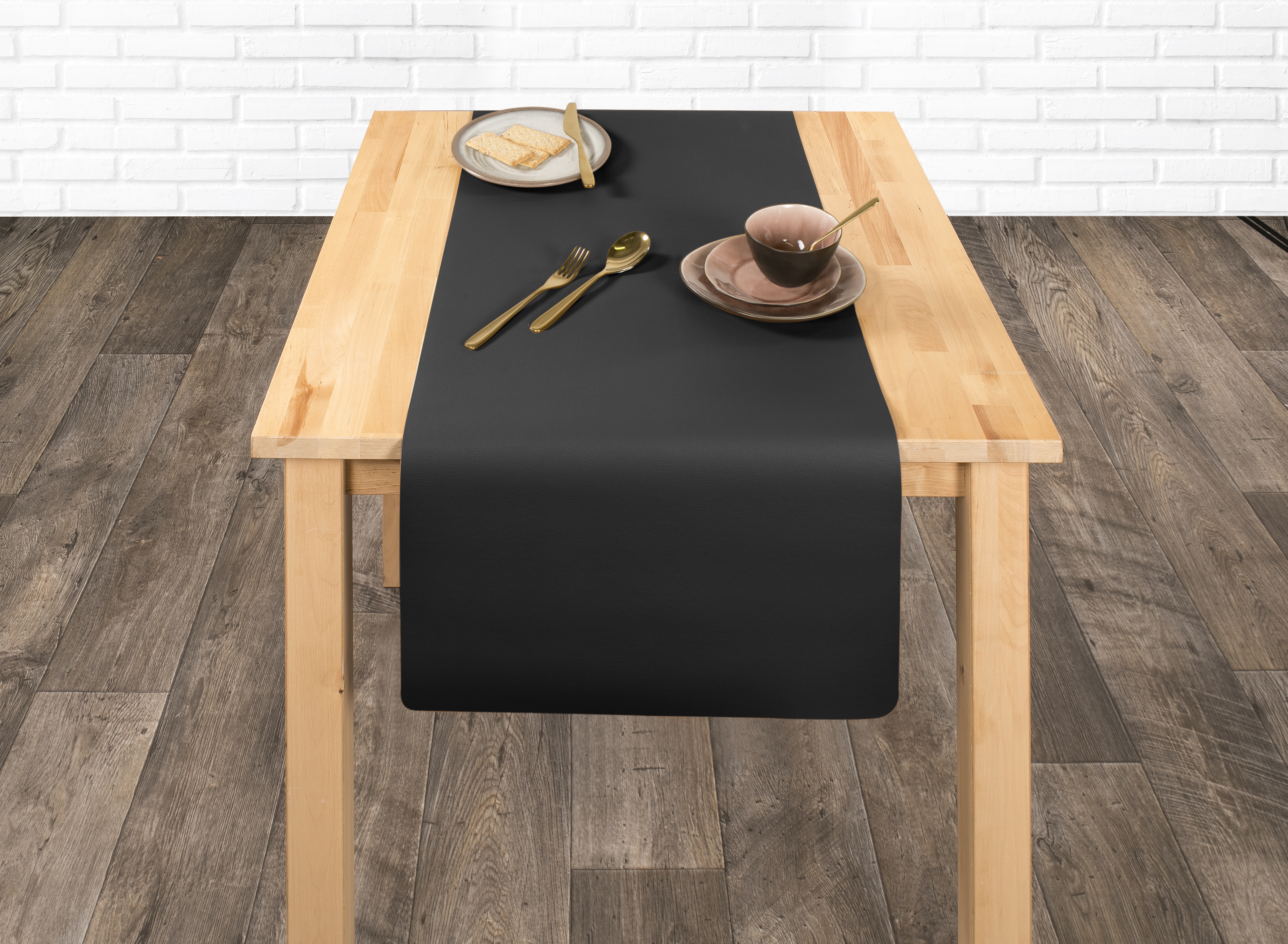 Chemin de table - Leather look imitation - 45X145cm, grey