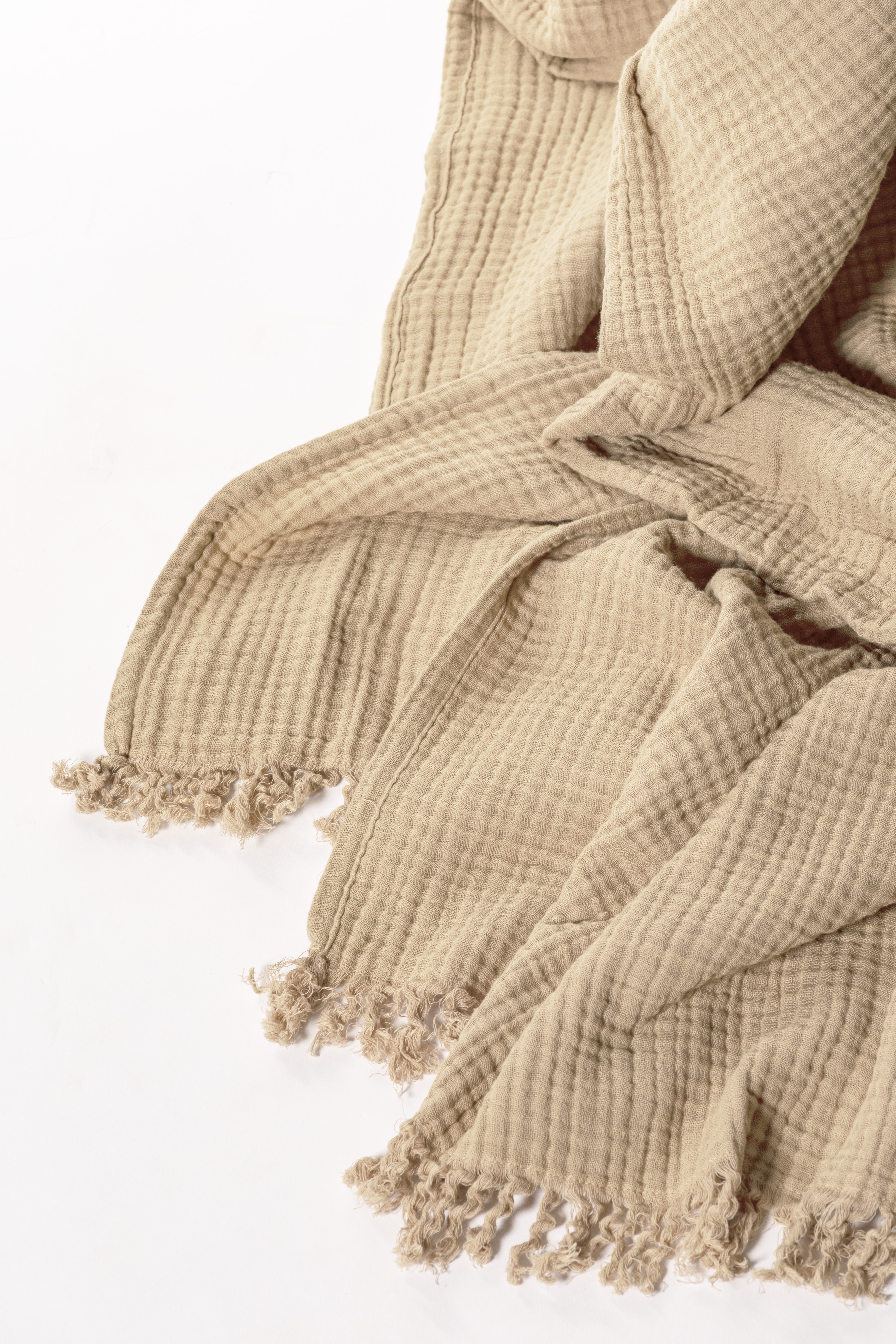 Throw cotton SUZETTE 130x160cm, sand