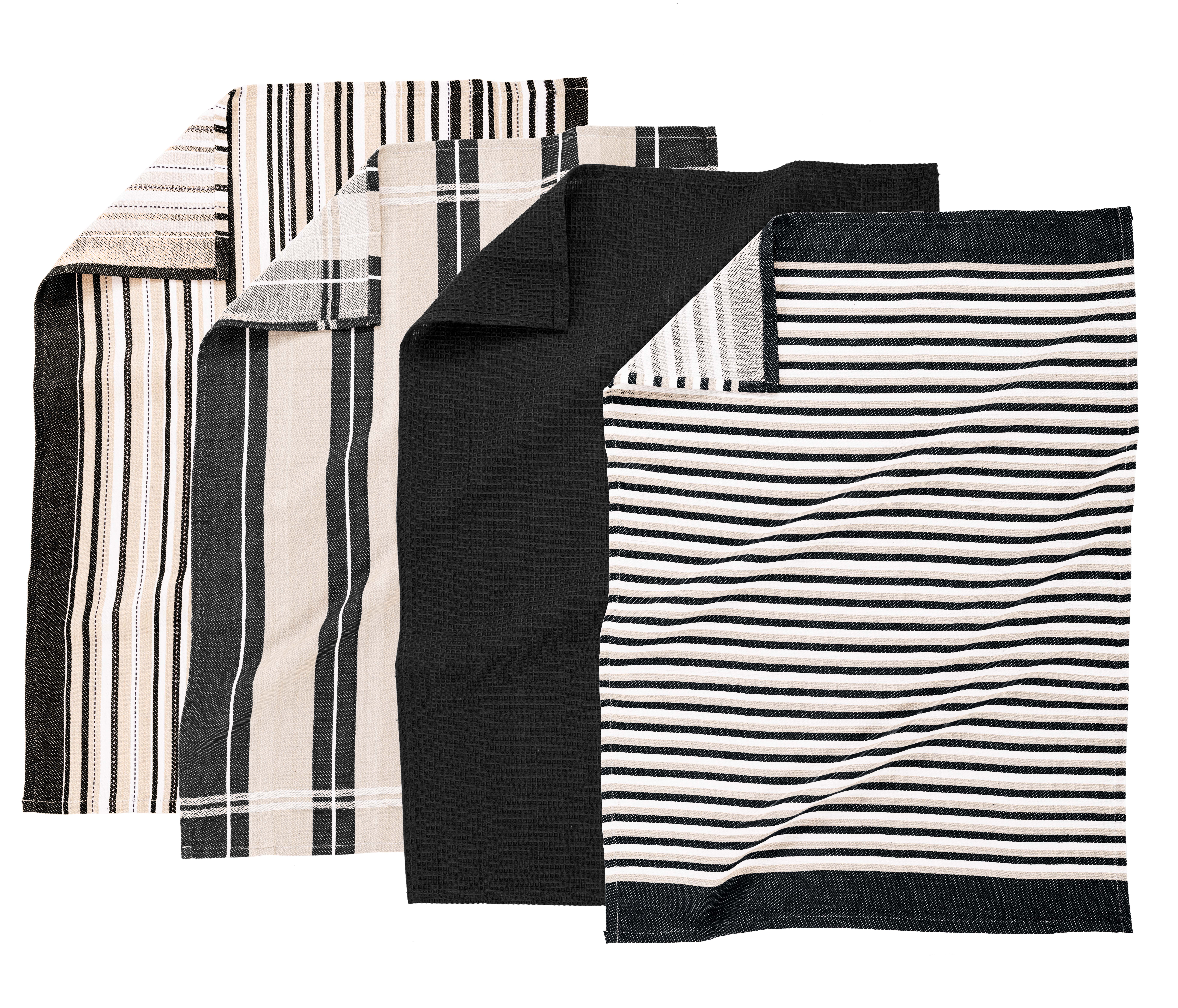 Torchon MULTILINES - SET/4 - 50x70 cm, noir