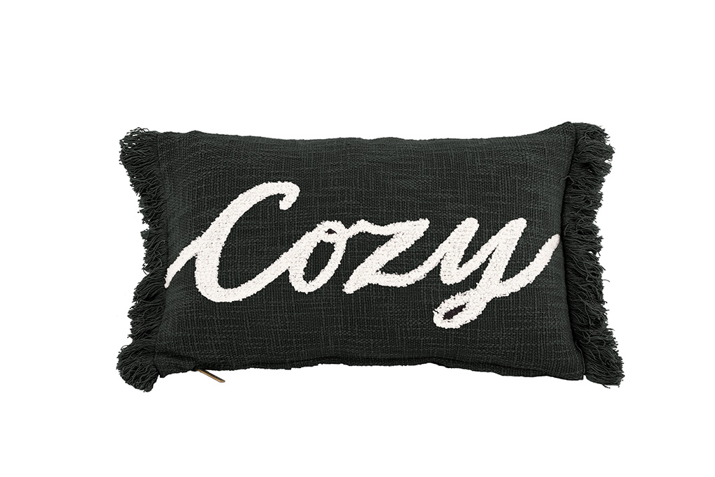 Cushion (filled) COTTON SLUB "COZY" 30x50CM, black
