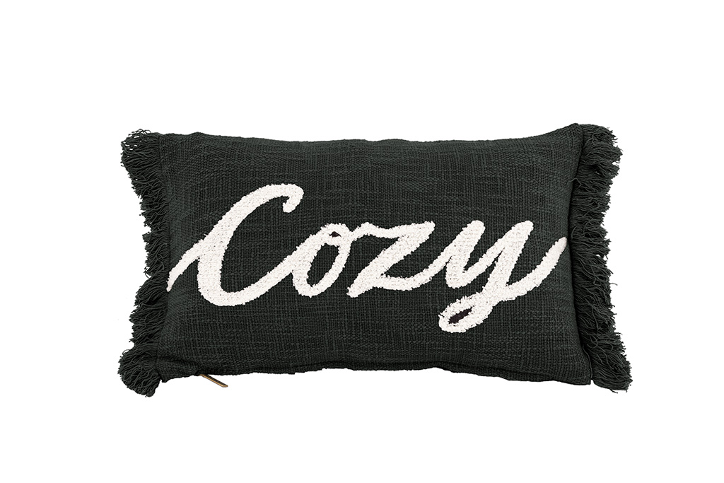 Coussin (rempli) COTTON SLUB "COZY" 30x50CM, black