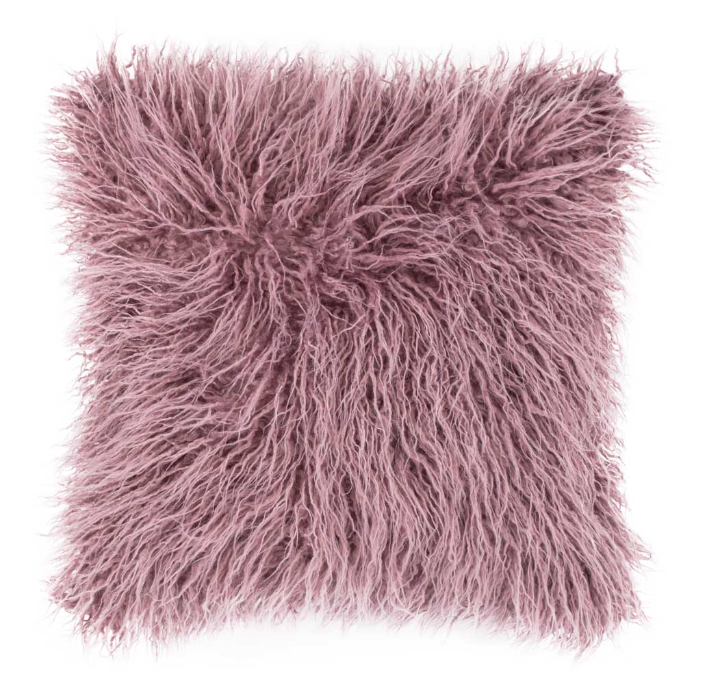 Coussin (rempli) mohair peau de mouton mauve 45X45CM