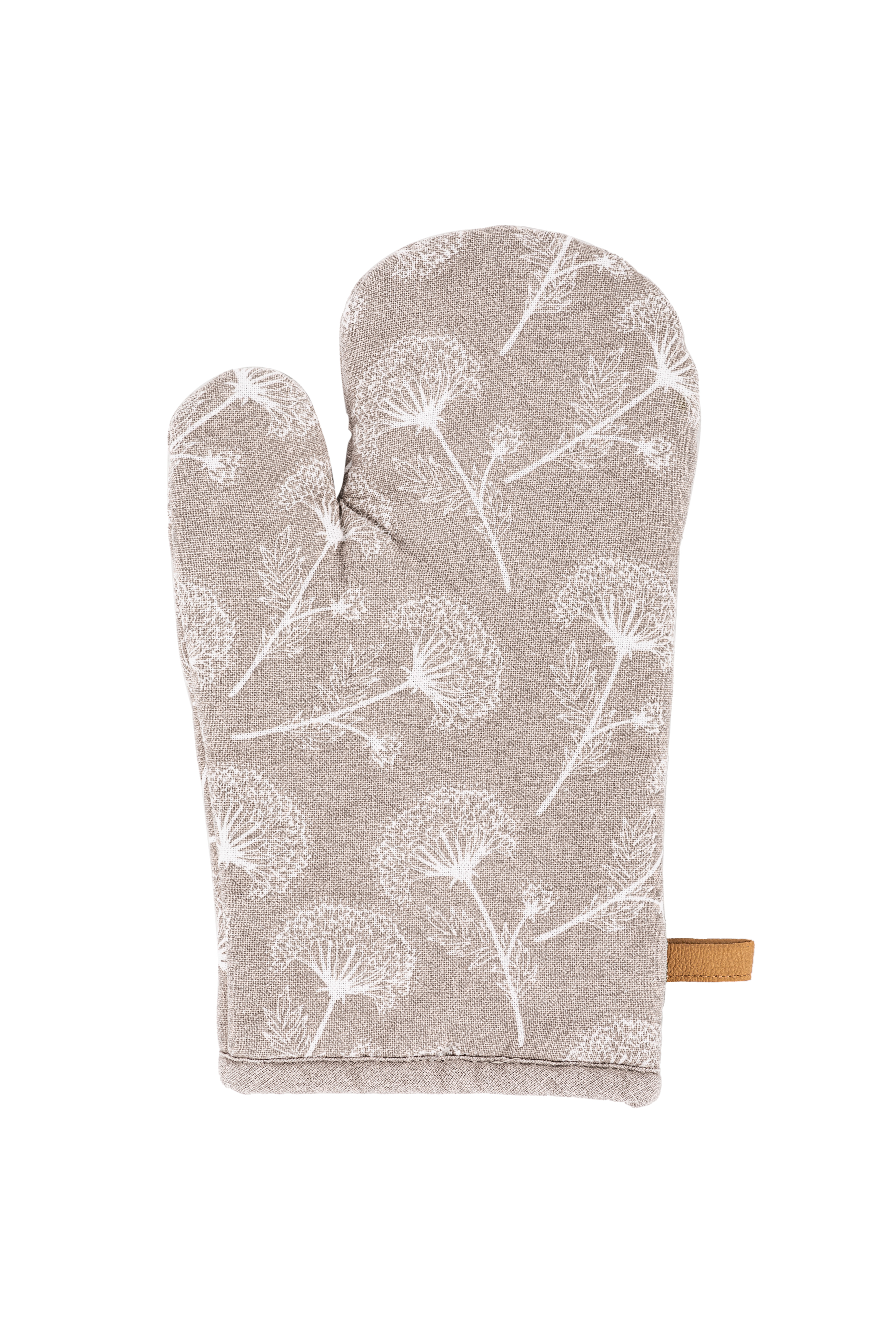 Glove MYRNA, floral printed,18x28cm, taupe