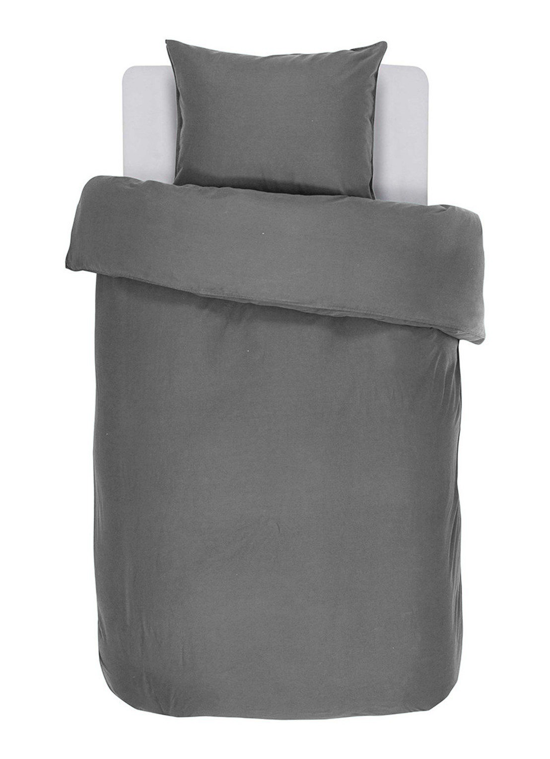 Housse de couette  IRIS, Stone washed uni coton, 140x200, gris