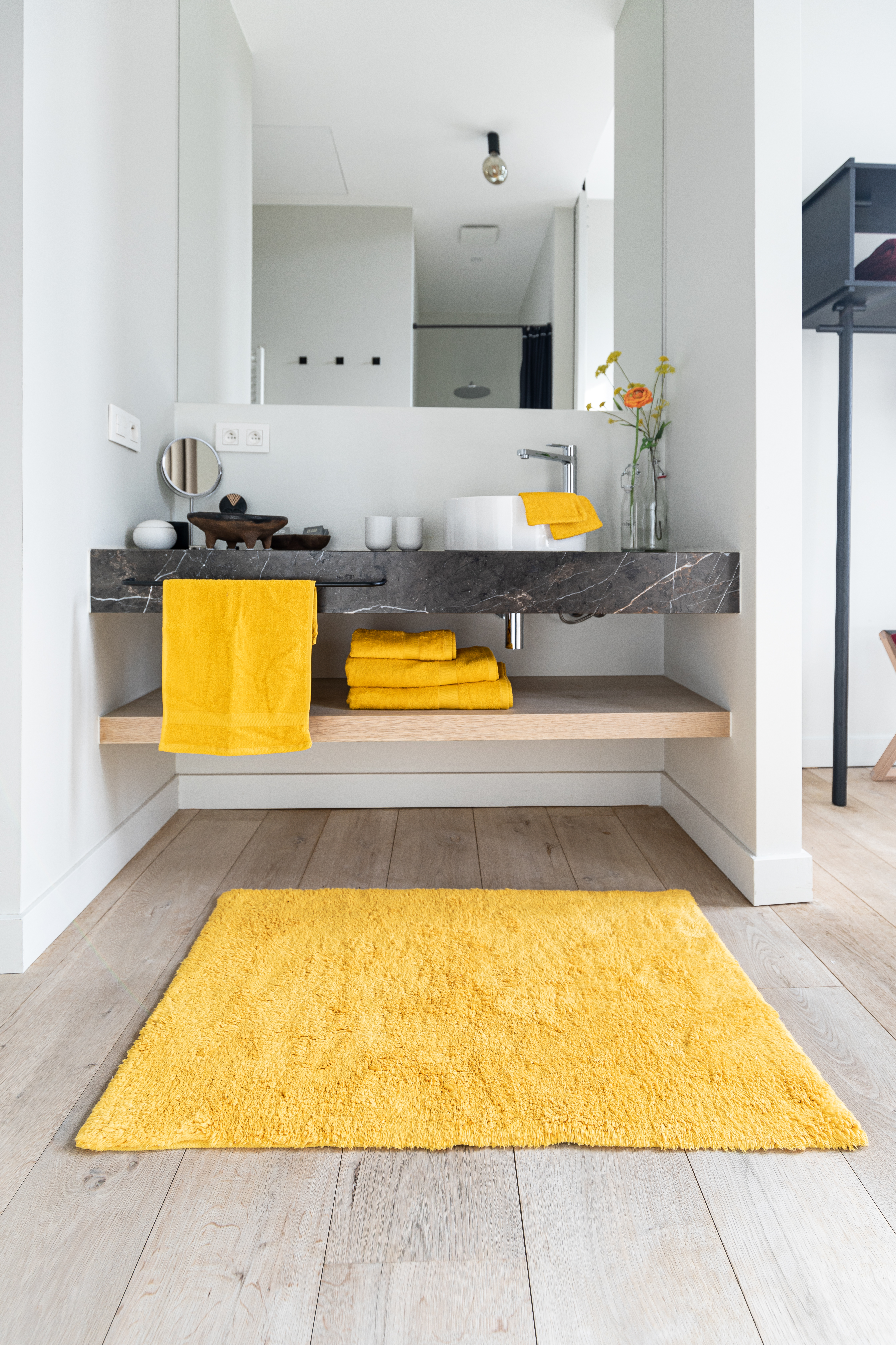 Bath carpet RIVA - cotton anti-slip, 60x100cm, sunflower yellow