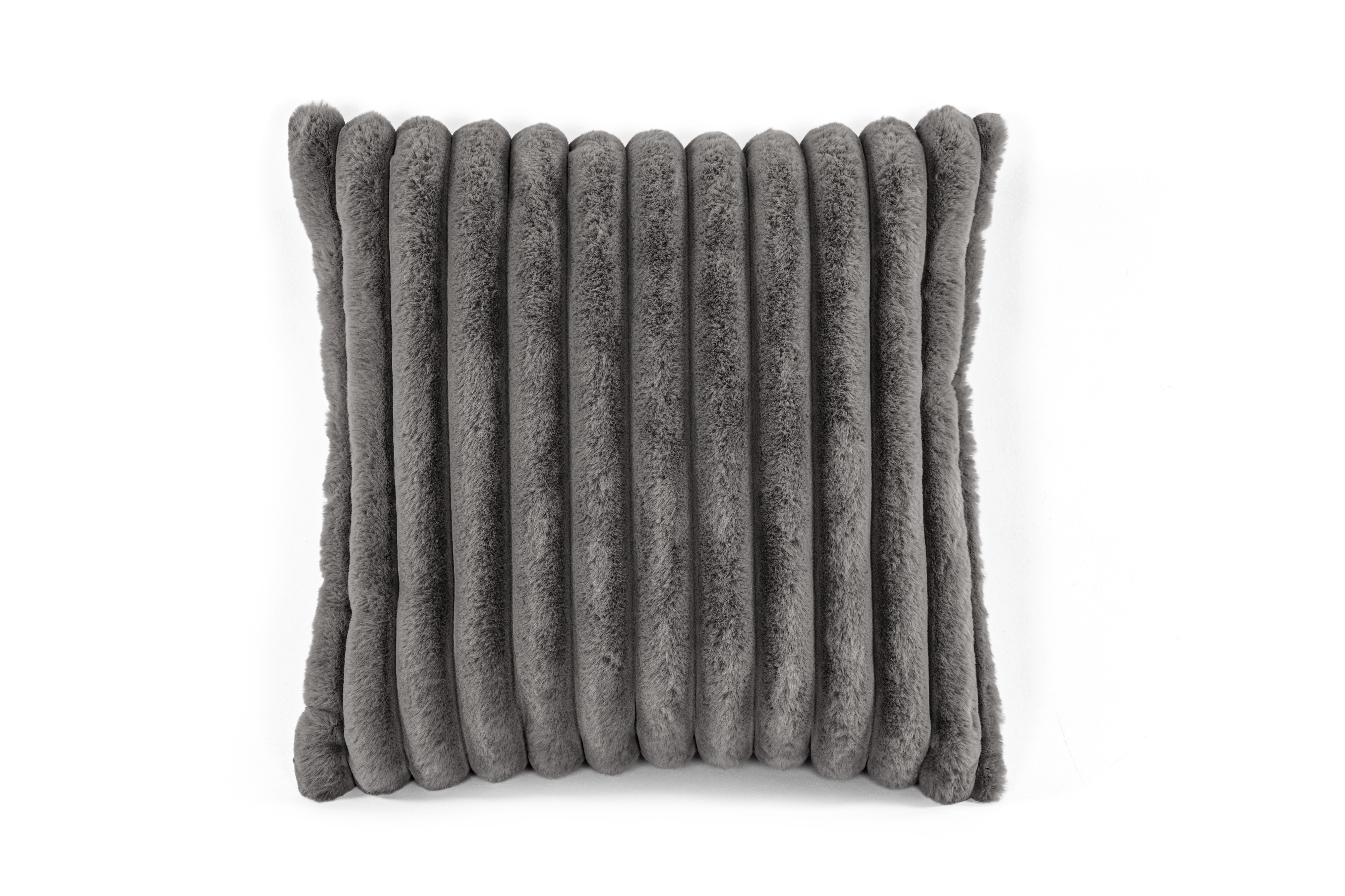 Cushion (filled) Rabbit stripe fur - 45x45cm, grey