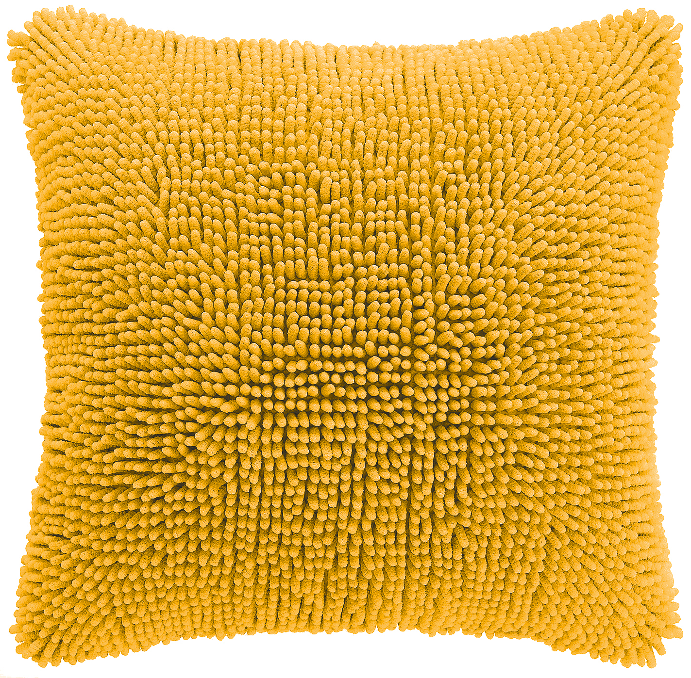 Coussin (rempli) Shaggy Mosterd, front+back + zipper