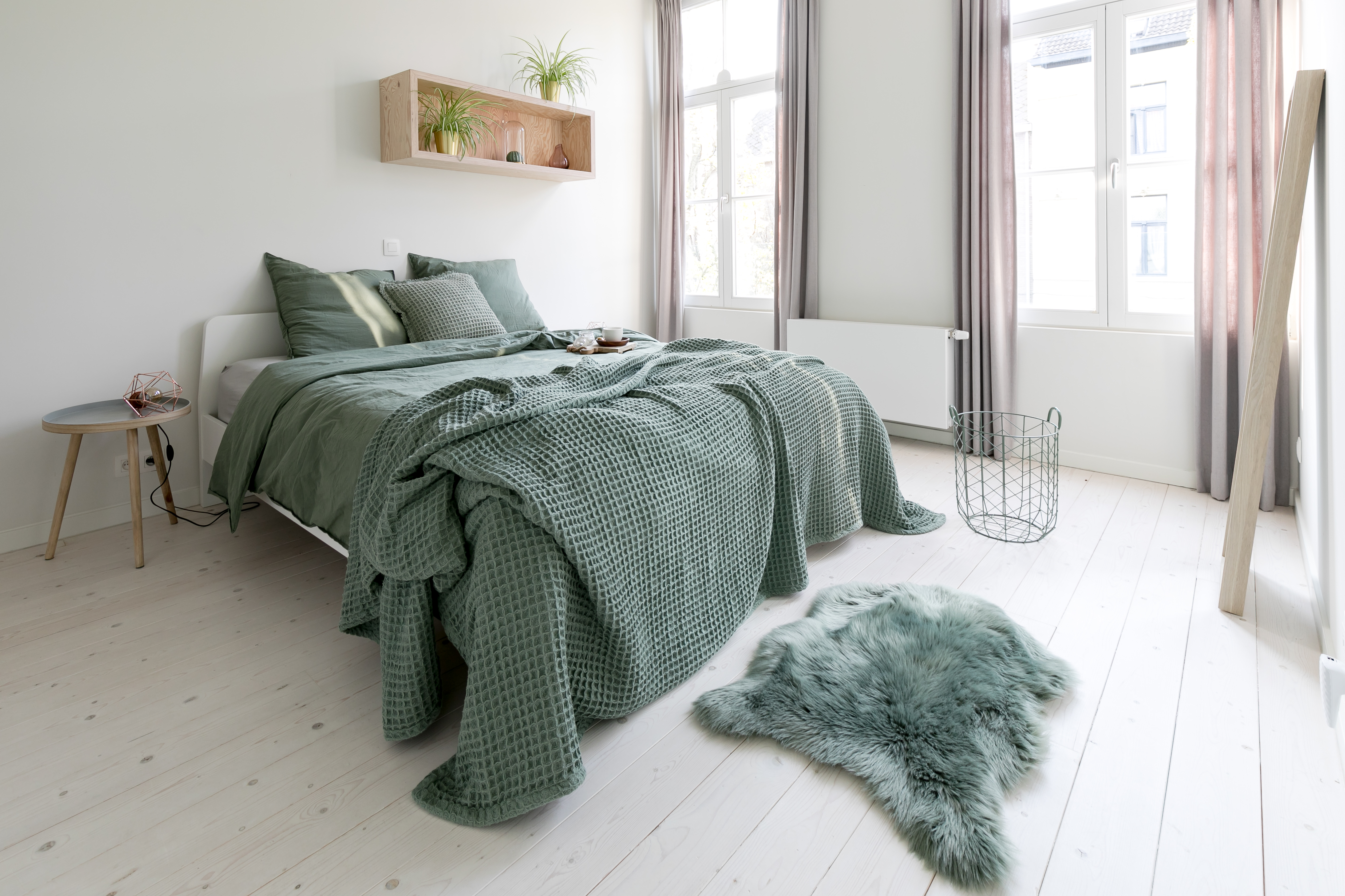 Housse de couette  IRIS, Stone washed uni coton, 240x220, vert