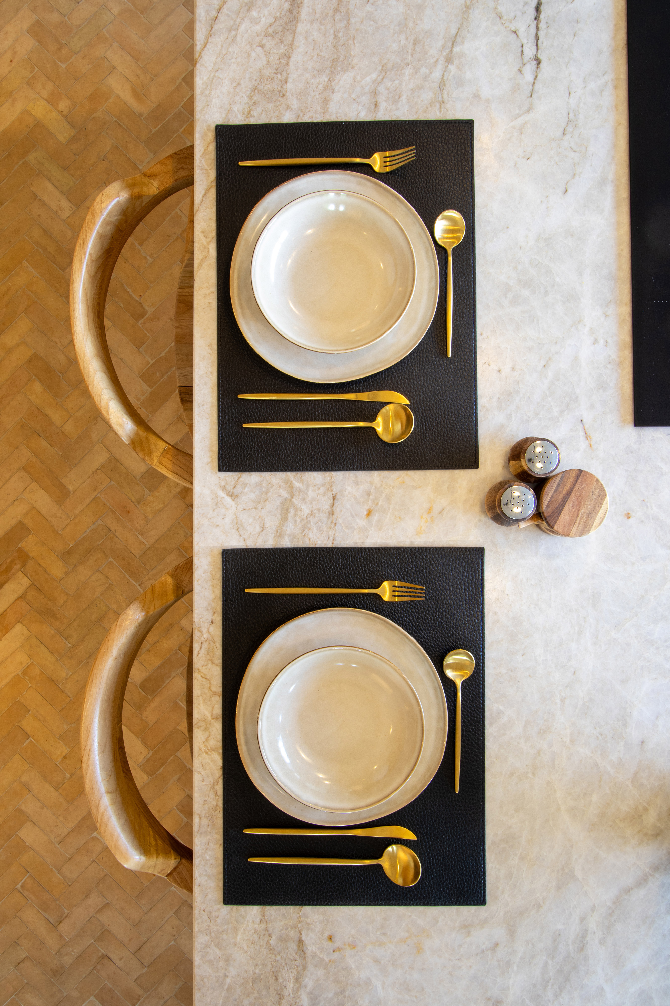 Set de table GAVIN - double face - 33x45 cm, noir