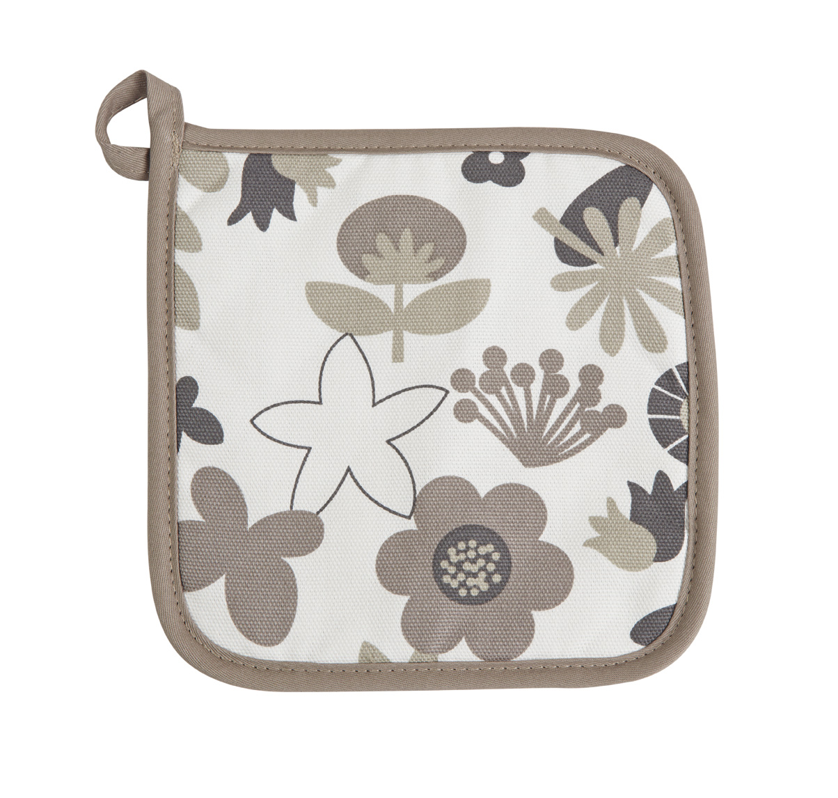 Pannenlap floral WC ,20x20cm, taupe