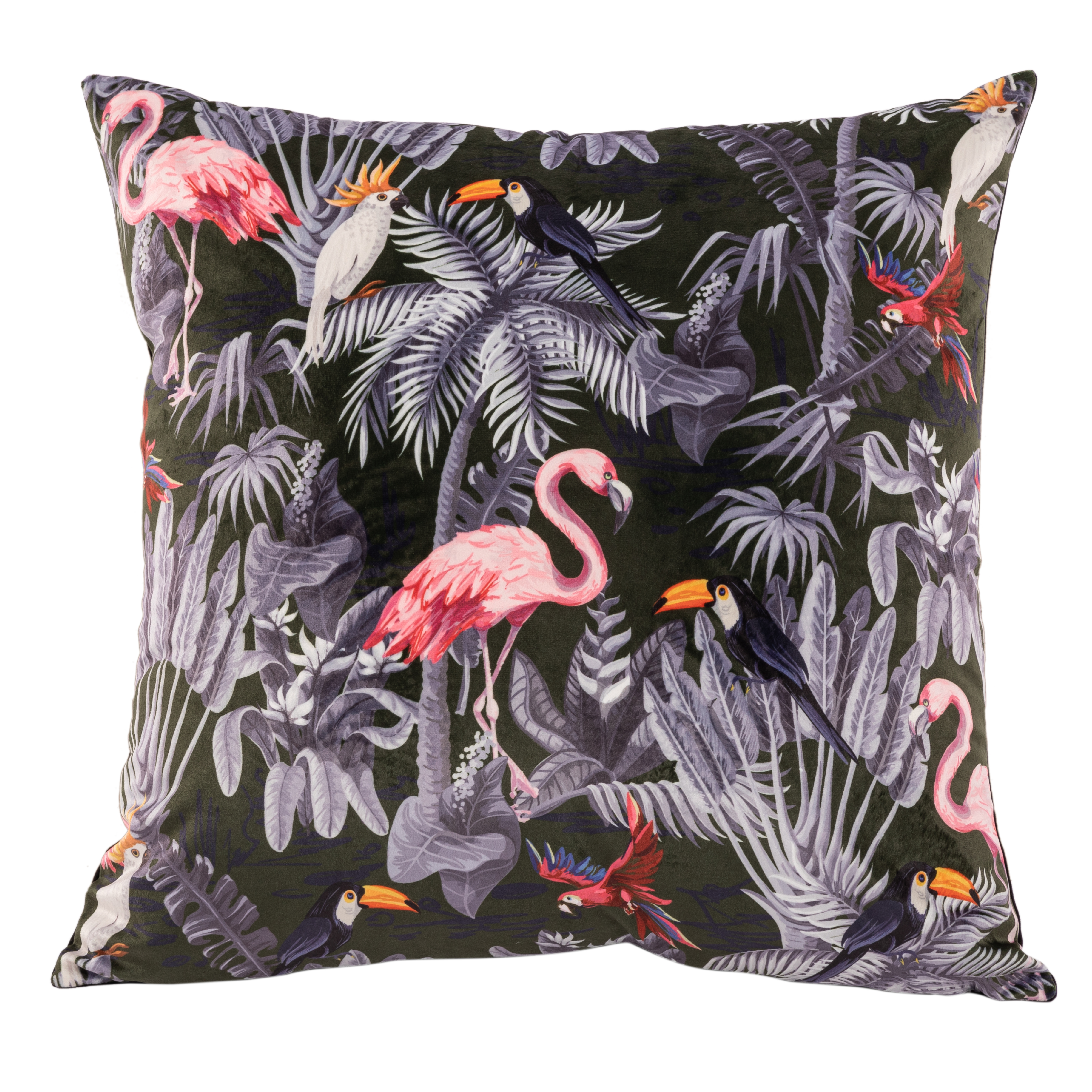 Cushion (filled)  AMBIANCE PRINT 45X45CM, flamingo