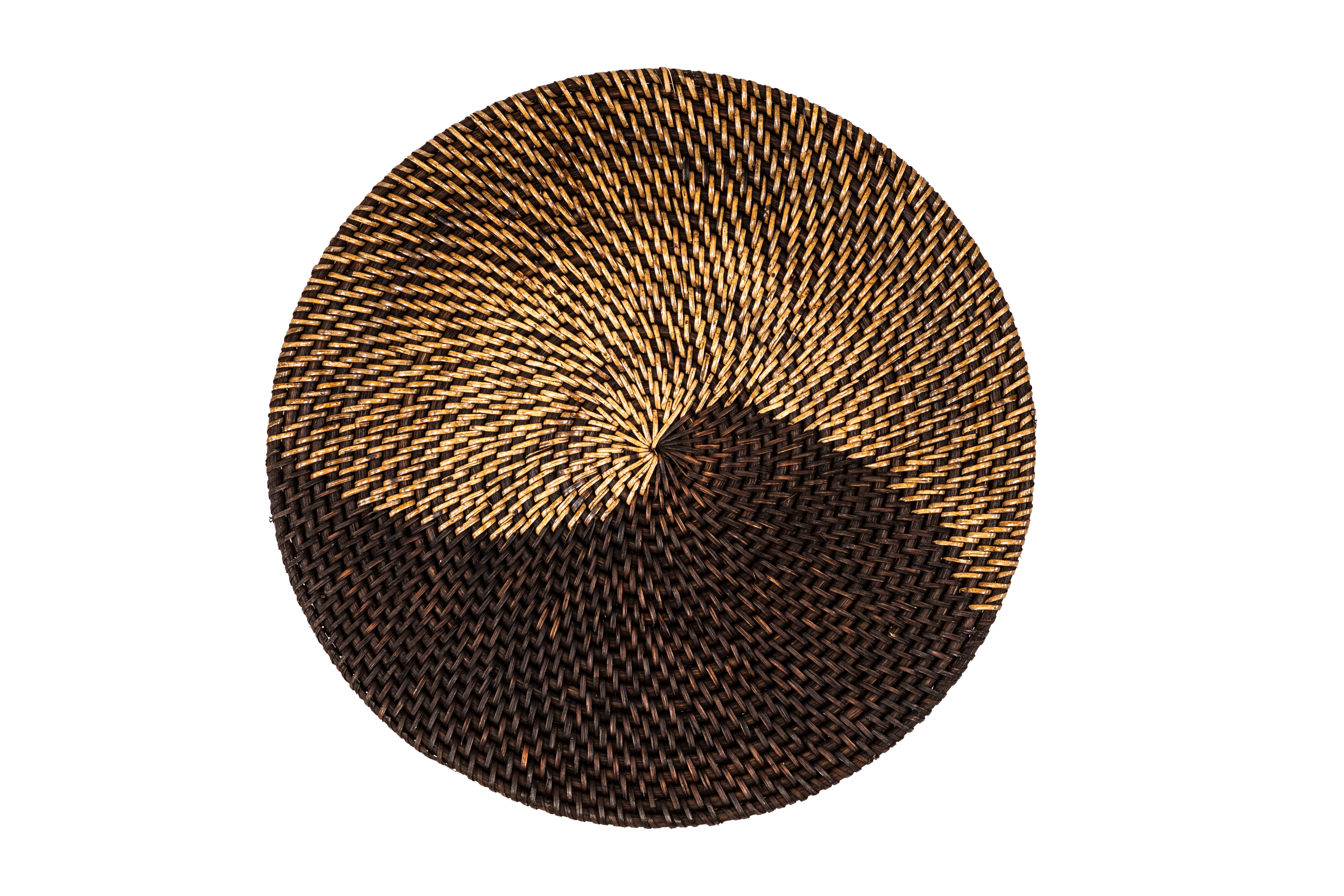 Placemat rattan, round, dia 36 cm,dark brown - YIN YANG