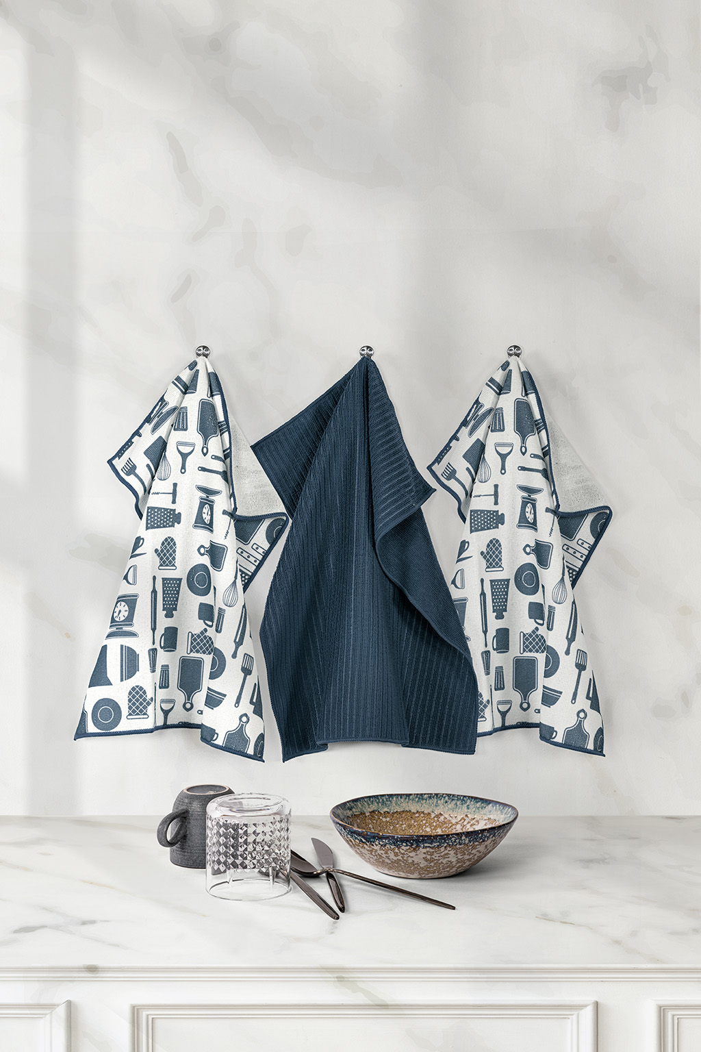 Kitchen towel ESSENTIALS - microfiber - SET/3 - 40x48 cm, mauve