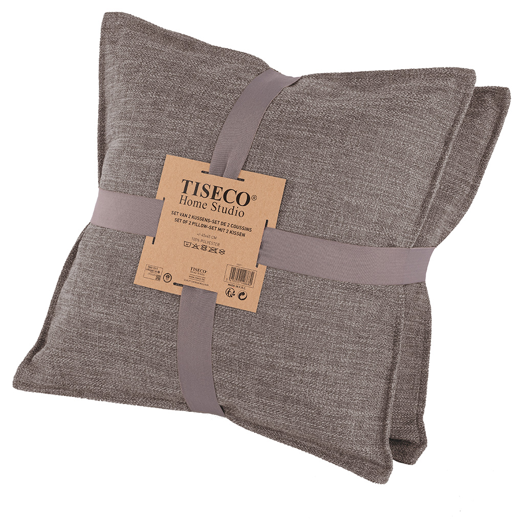 Kussen (gevuld) ASTORIA - 45X45CM - set/2, dark taupe