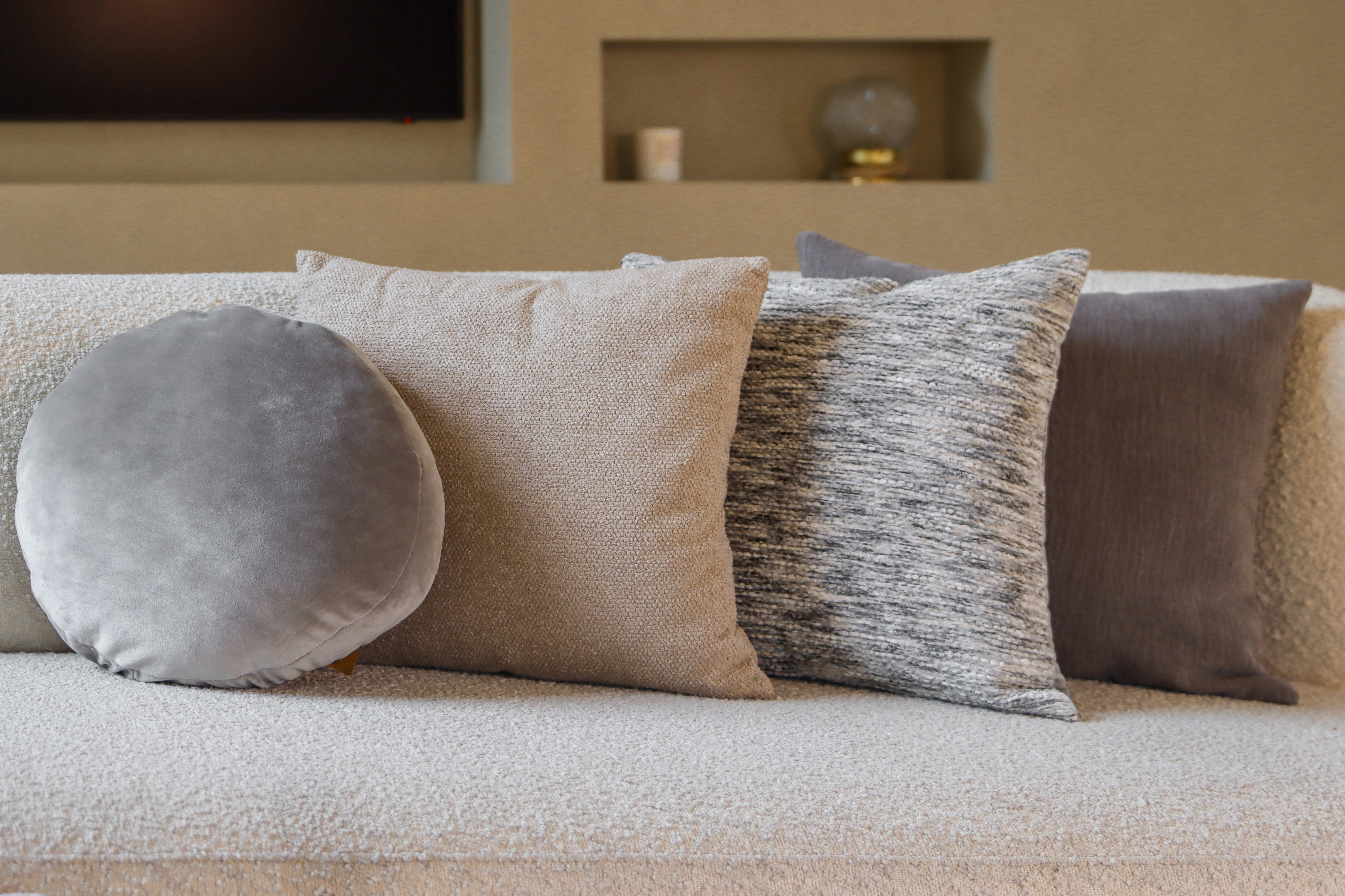 Coussin (rempli) MARSHMALLOW - Rond - Dia 40 cm, gris clair