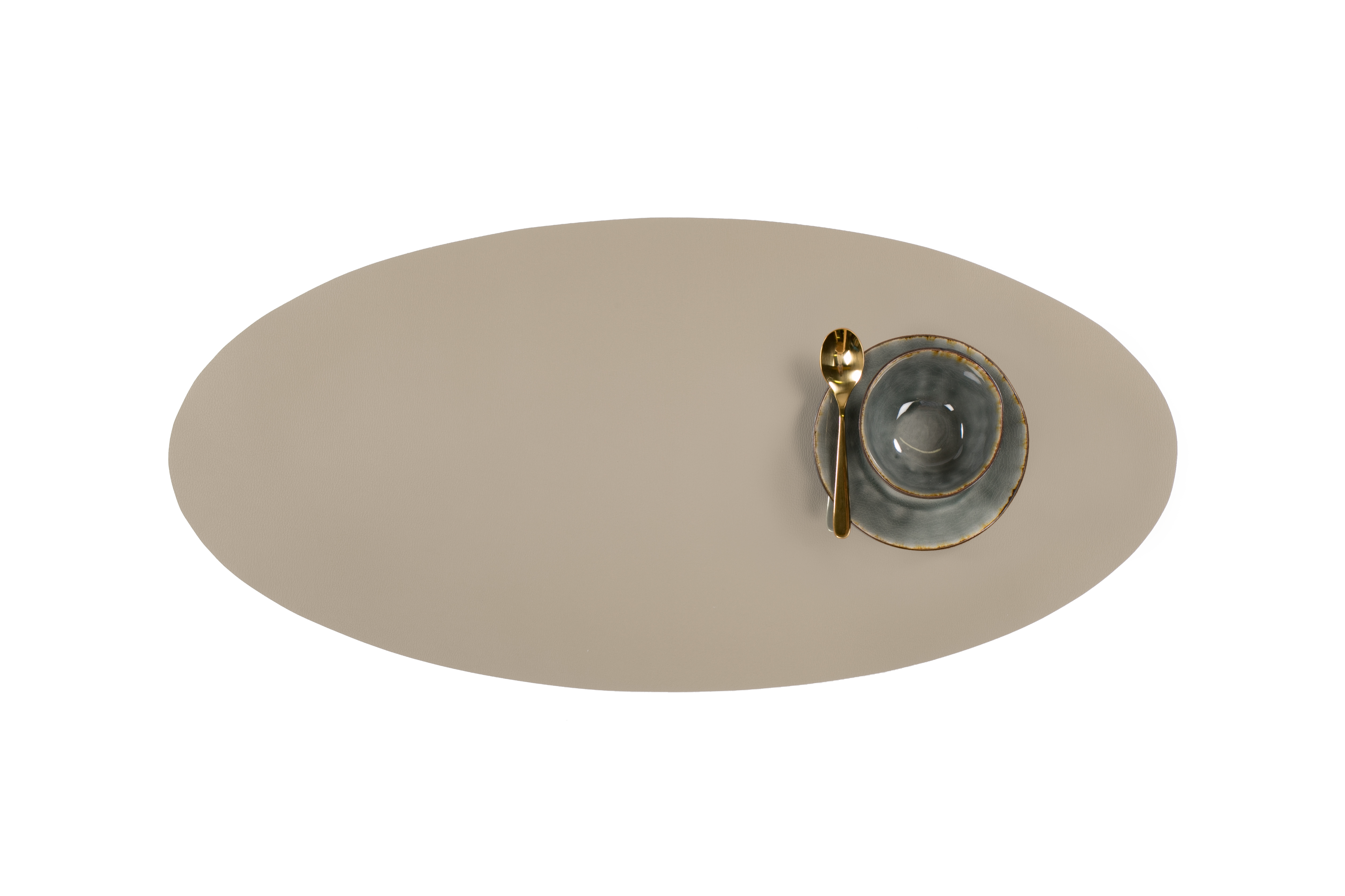 Centerpiece mat oval -Leather look imitation  33X70cm, taupe
